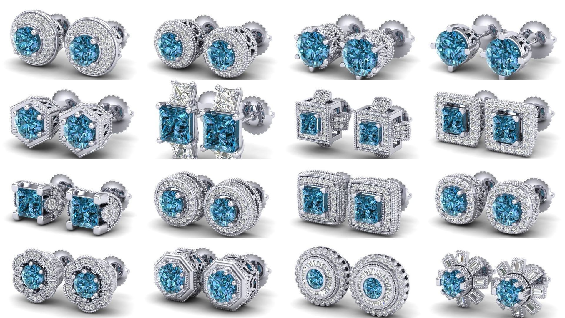 3DM-STL-RENDER 33 STUD EARRING FILES 3D Model Collection_1