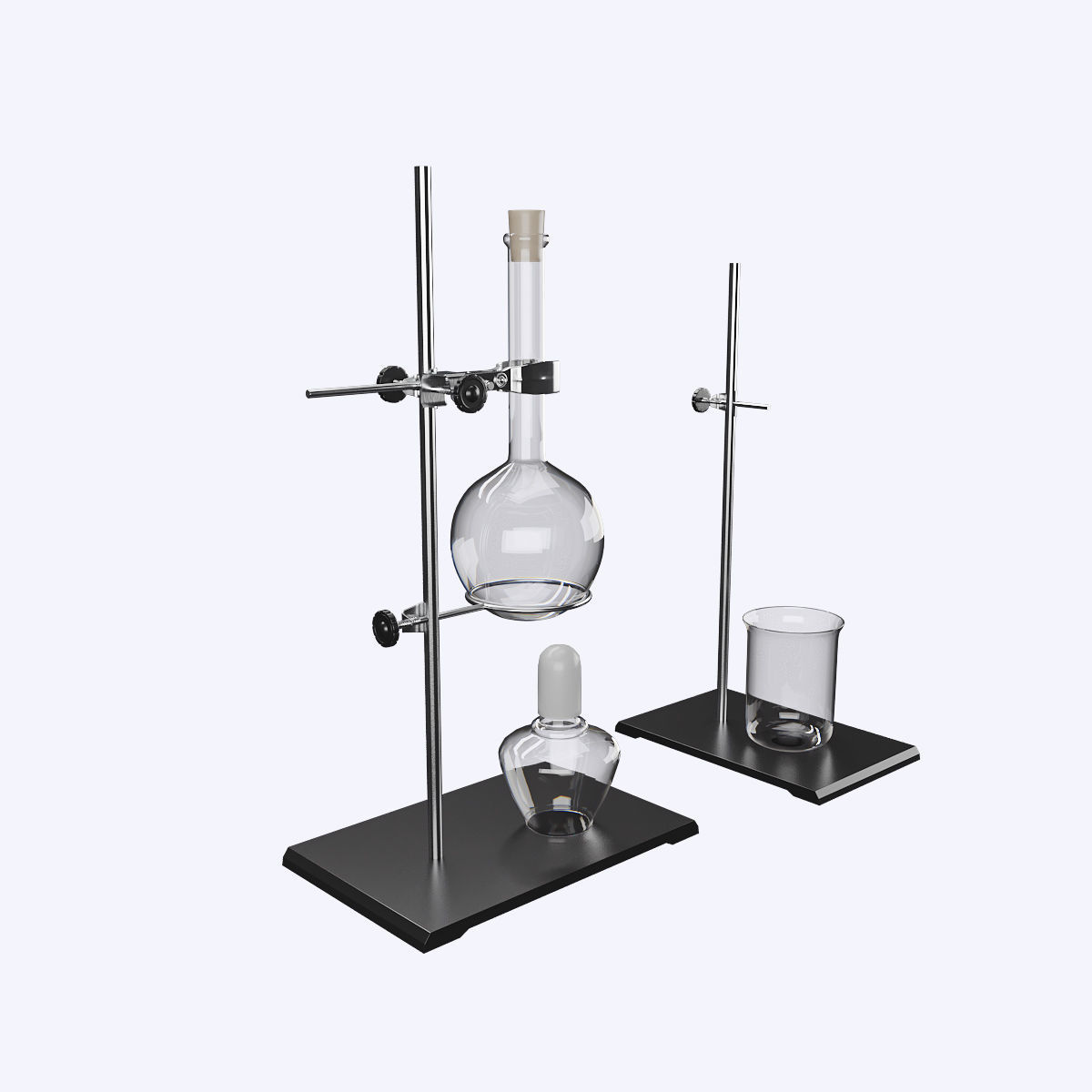 Lab Stand Setup Retort Stands Support Clamp Flask Lab Stand Set Lab Bracket 3D model ...