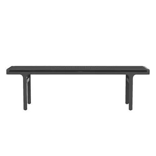Large Black Leather Woven Bench