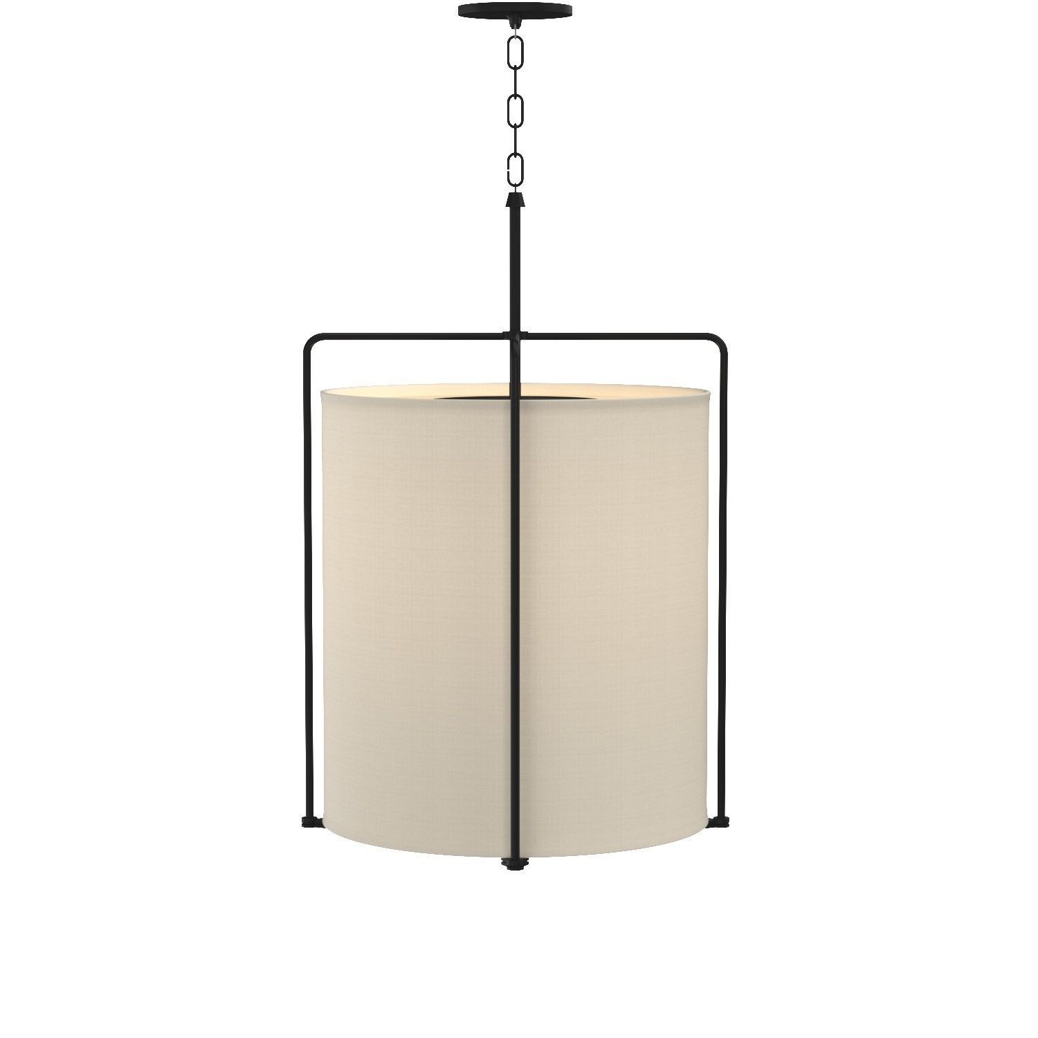 Kempsey Three Light Harvest Linen Shade Farmhouse Pendant Light 3D model_1