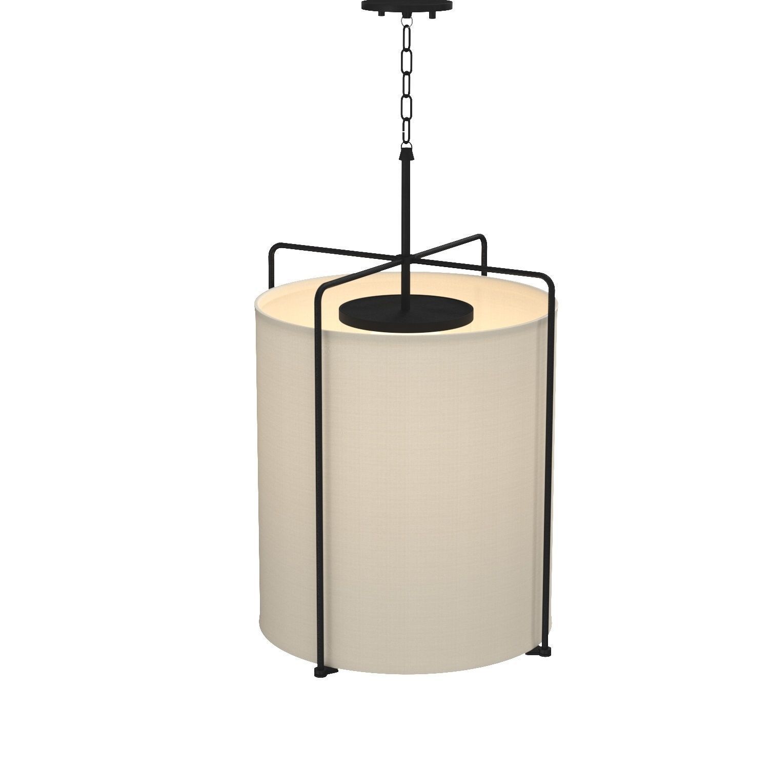 Kempsey Three Light Harvest Linen Shade Farmhouse Pendant Light 3D model_4