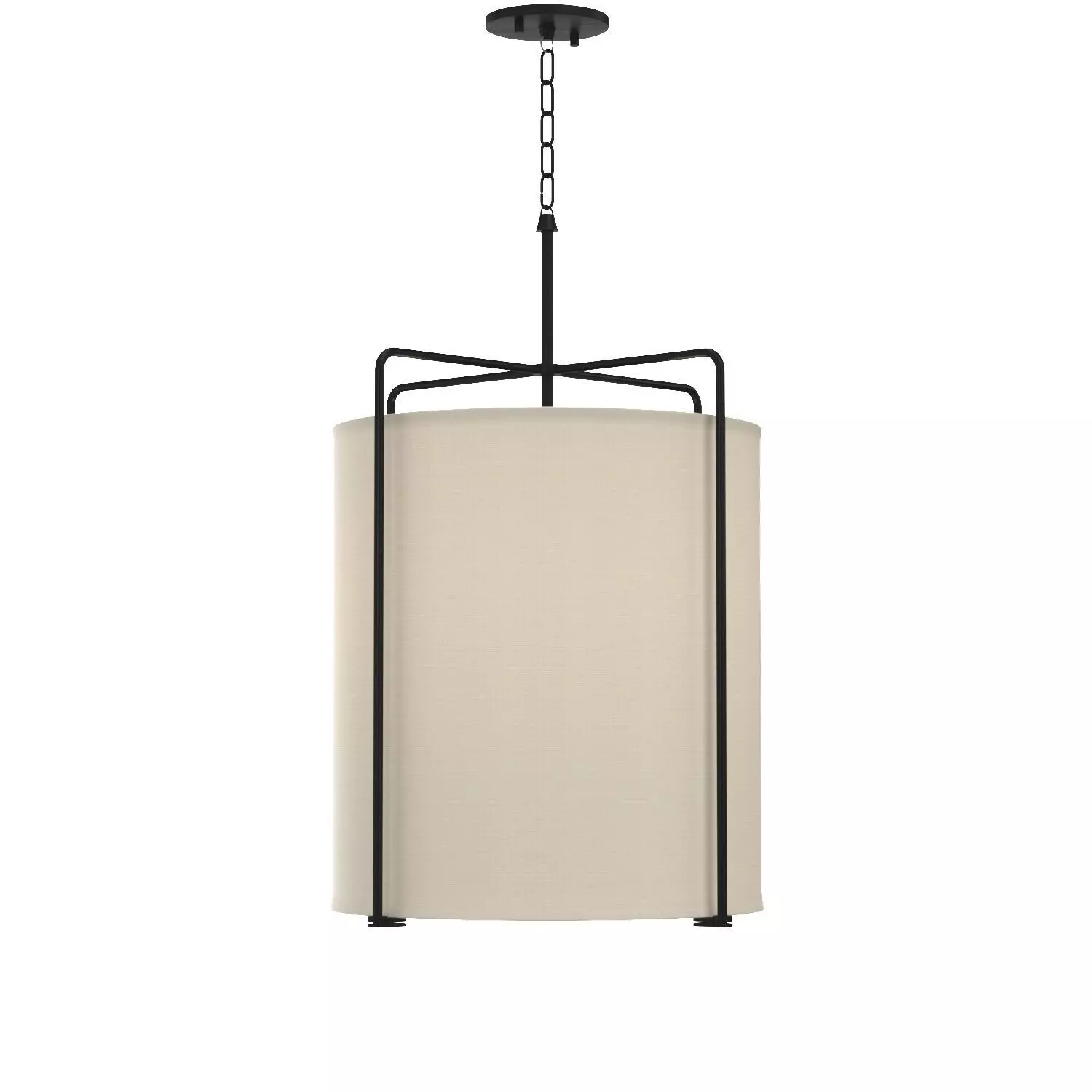 Kempsey Three Light Harvest Linen Shade Farmhouse Pendant Light 3D model_0