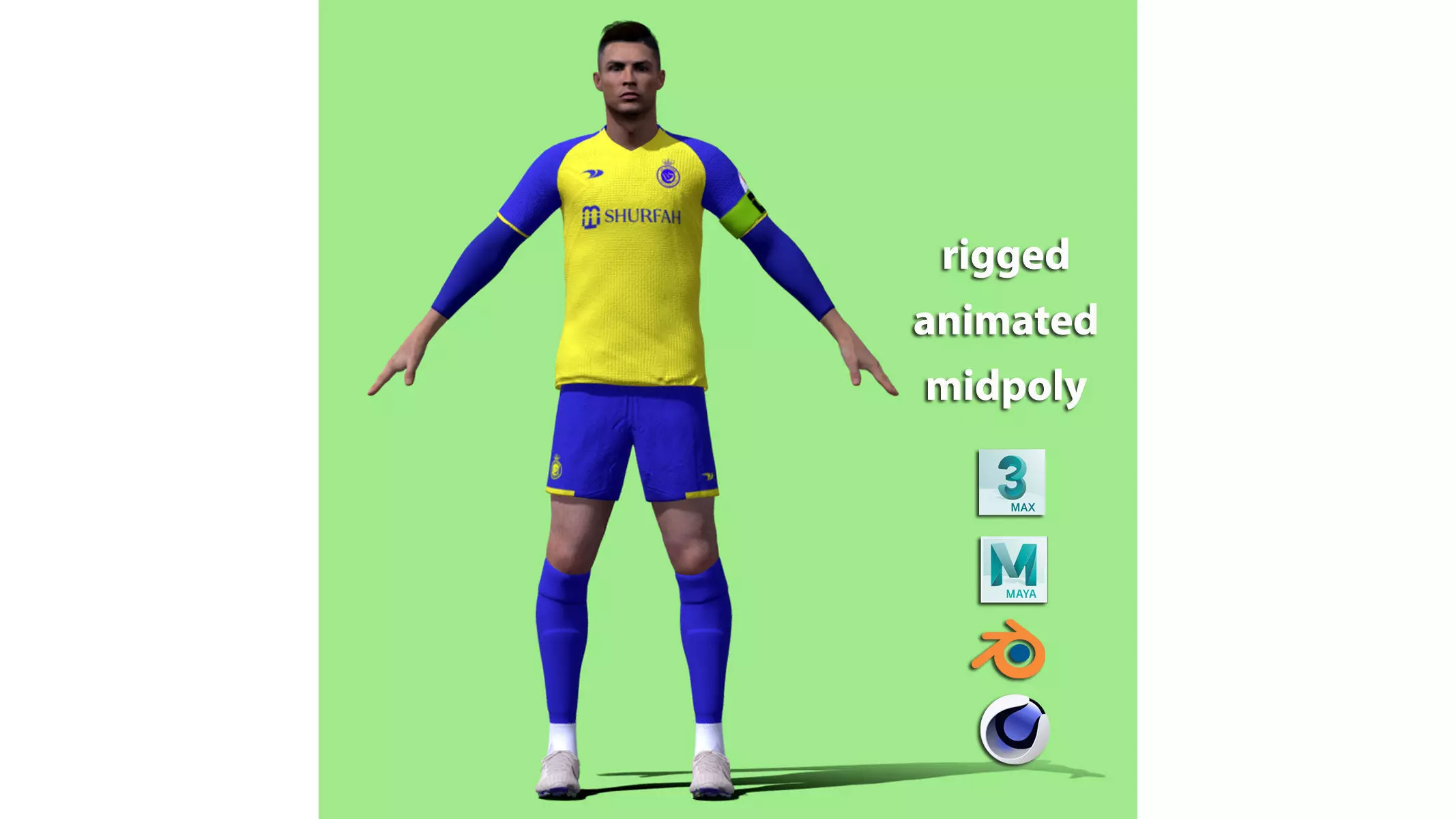 T-P Rigged Cristiano Ronaldo Al Nassr 3D model_0