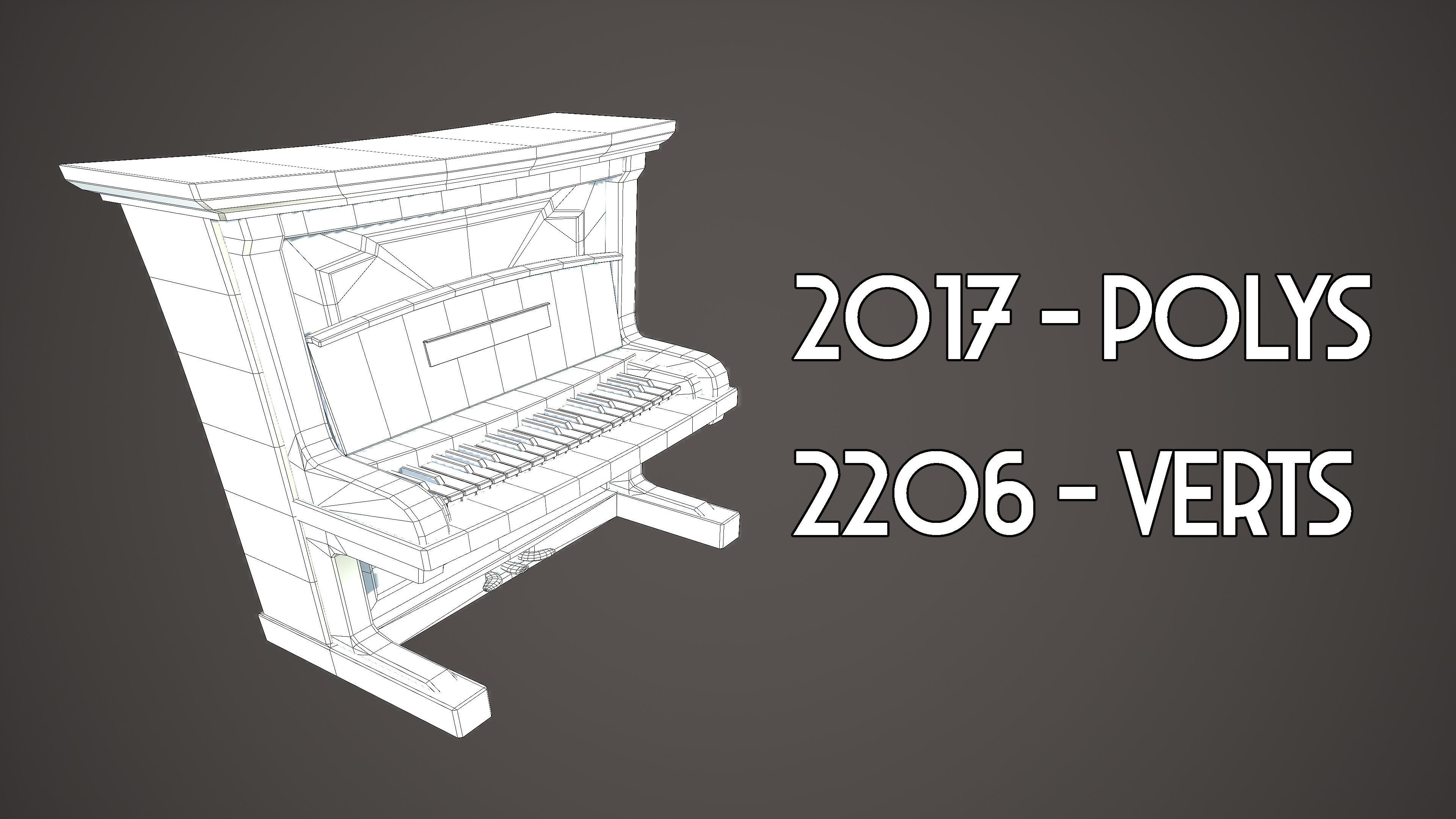PIANO VINTAGE STYLIZED Low-poly 3D model_11
