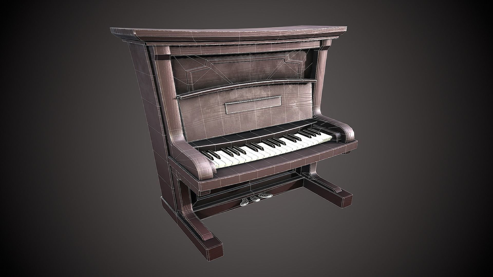 PIANO VINTAGE STYLIZED Low-poly 3D model_3