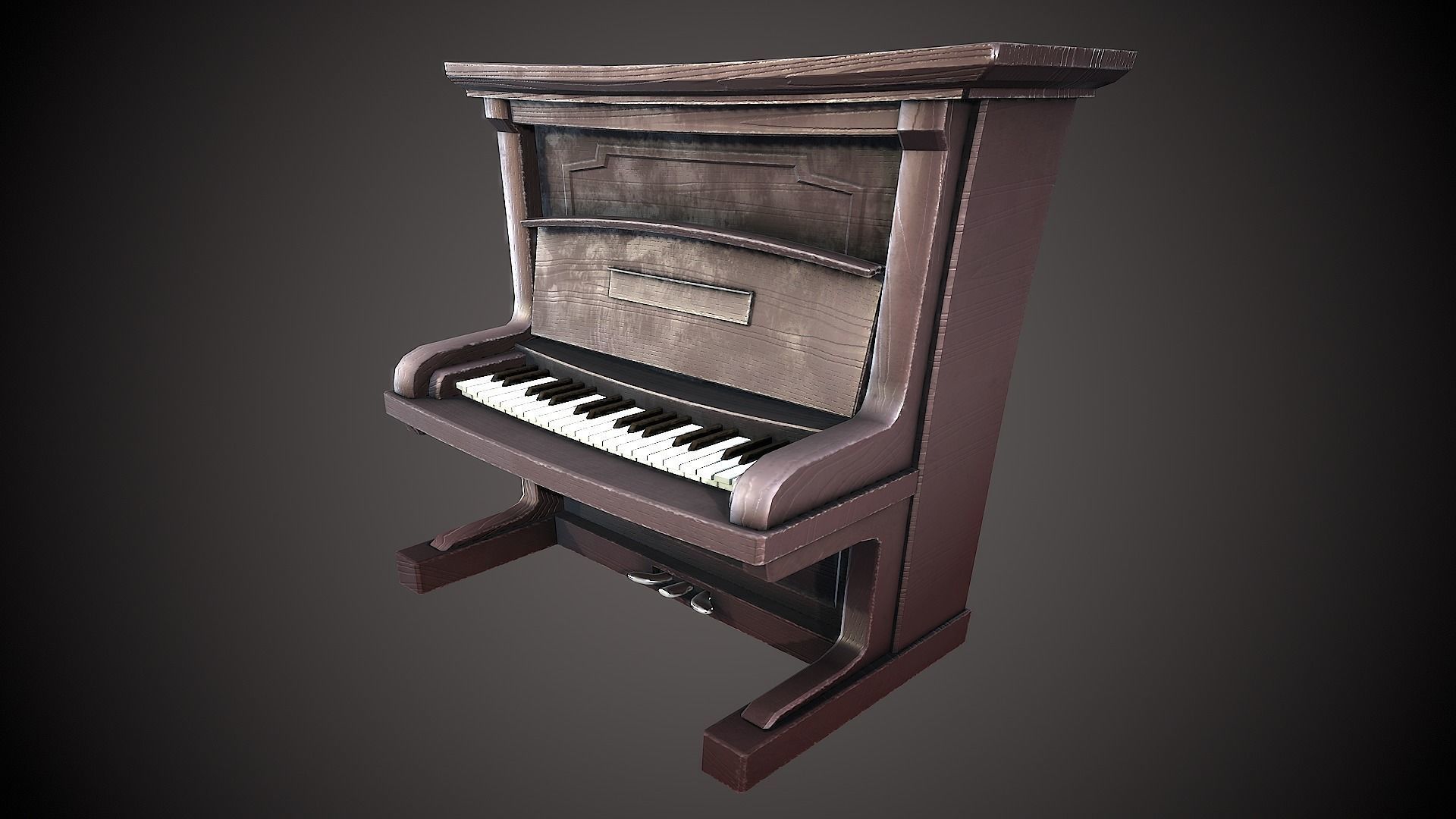 PIANO VINTAGE STYLIZED Low-poly 3D model_4