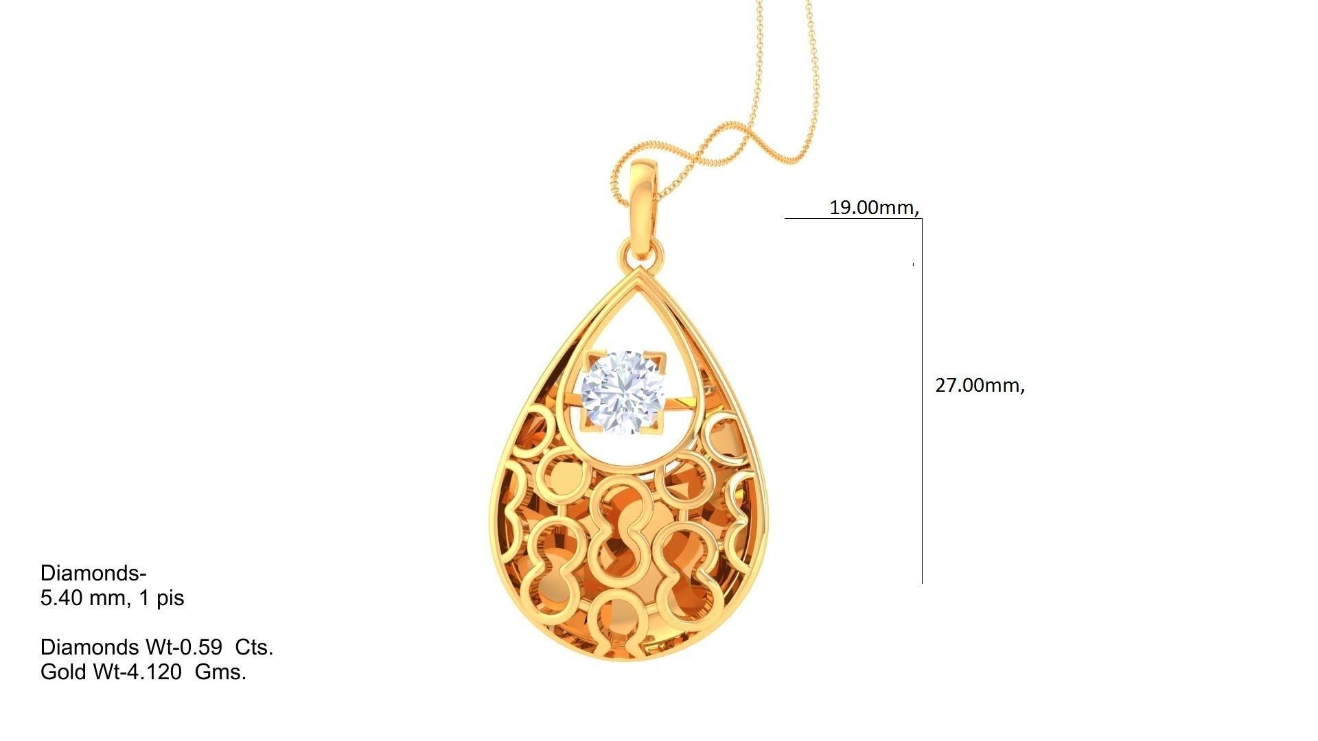 Women Solitaire Pendant 3dm STL OBJ FBX Renders Details 3D print model_1