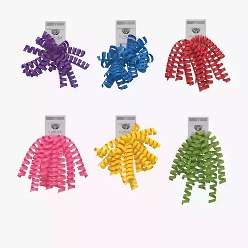 Jillson Roberts 6 Count Self Adhesive Gift Wrap Curly Bows 3D model
