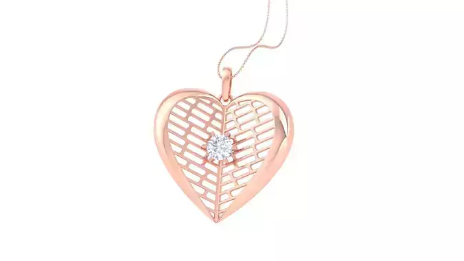 Women Solitaire Heart Pendant 3dm STL OBJ FBX Renders Details