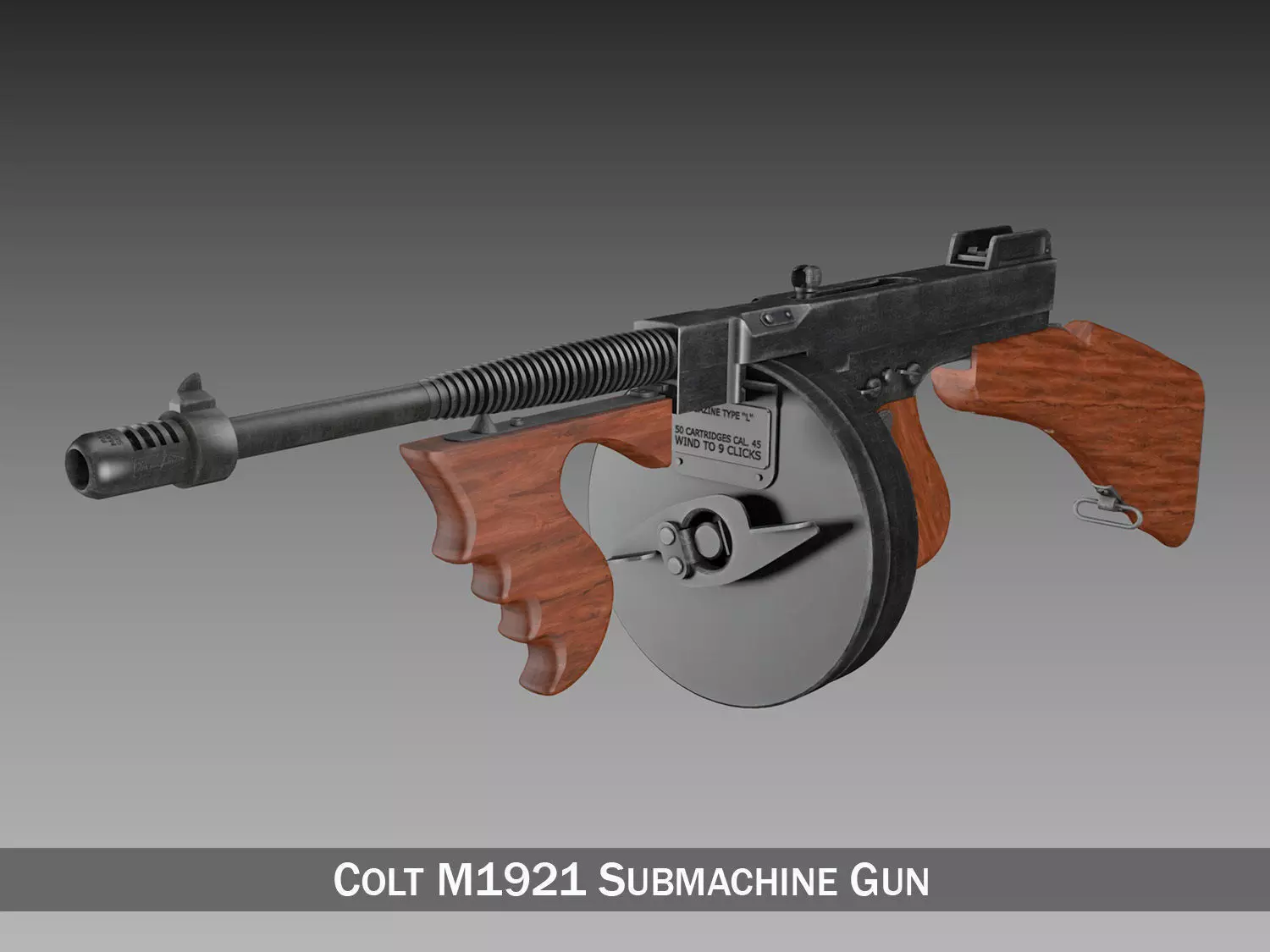 Colt Model1921 Thompson Submachine Gun 3D model_0