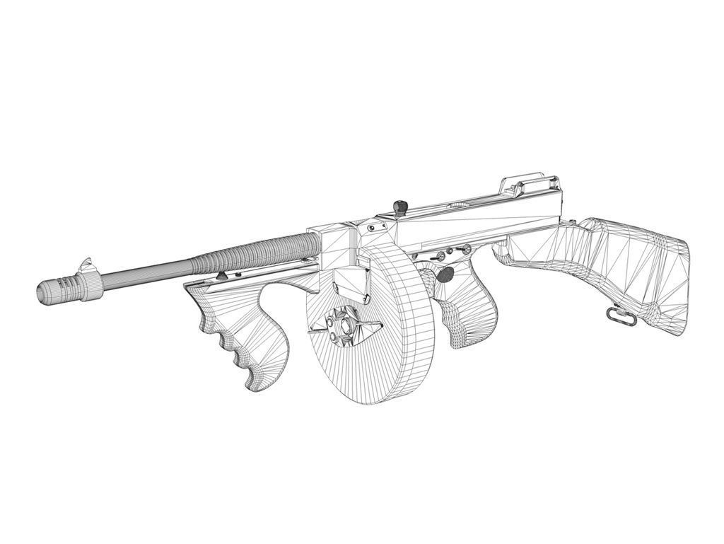Colt Model1921 Thompson Submachine Gun 3D model_14