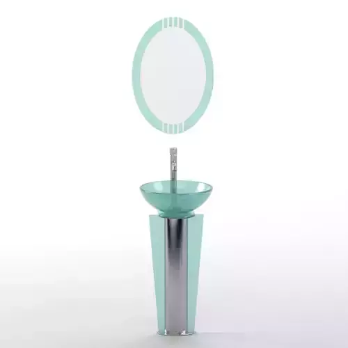 Fresca Vitale Modern Glass Bathroom Vanity With Mirror