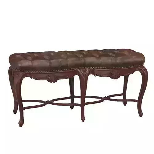 French Leather Tufted Bench C 1900s