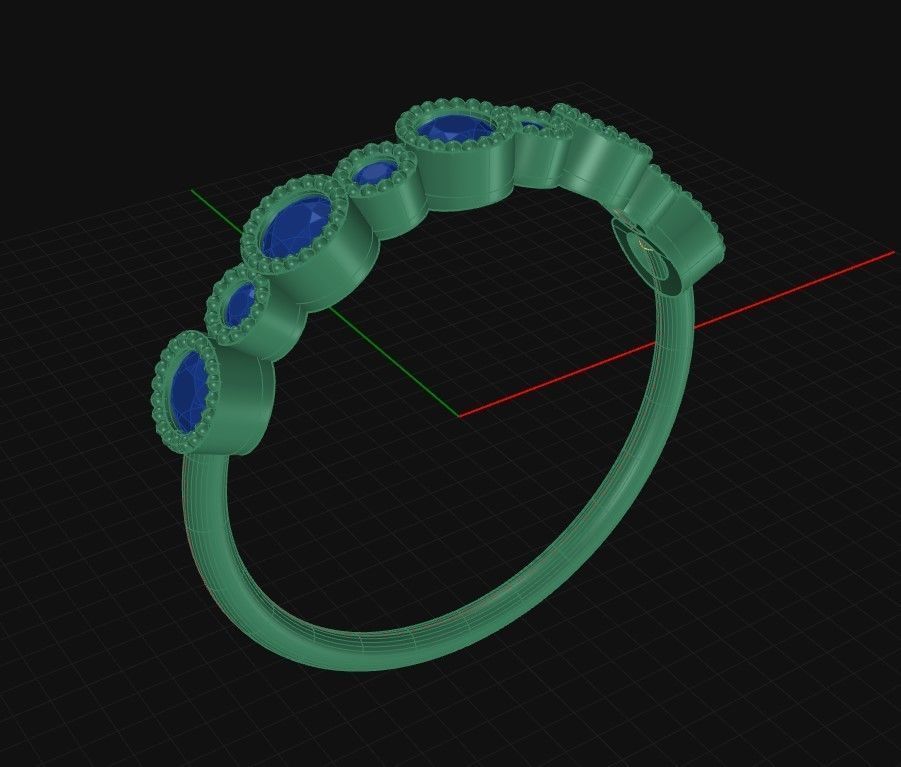 Small Big Round Diamonds Gold Ring Zircon Wedding Band 3D print model_3