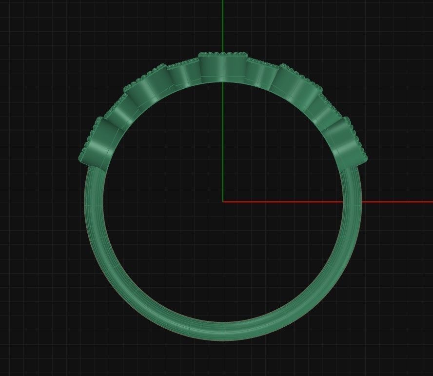 Small Big Round Diamonds Gold Ring Zircon Wedding Band 3D print model_2