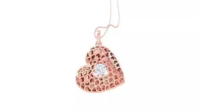 Women Solitaire Heart Pendant 3dm STL OBJ FBX Renders Details