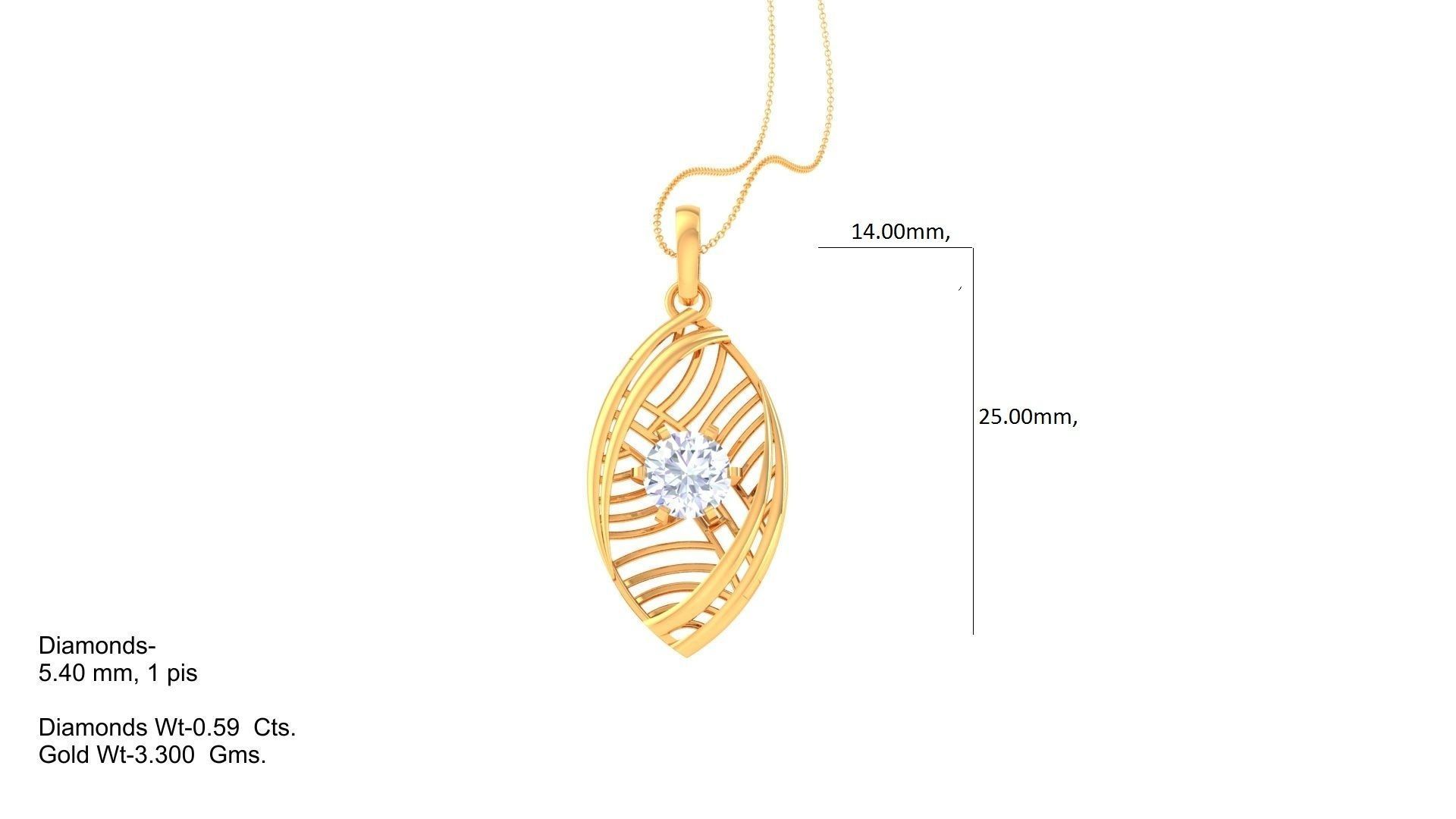 Women Solitaire Pendant 3dm STL OBJ FBX Renders Details 3D print model_1