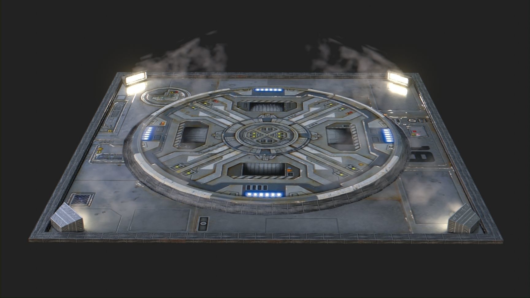 Landing Pad for Games Low-poly 3D model_3