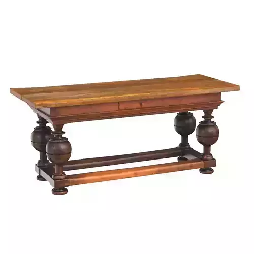 Antique Dutch Oak and Pine Ball Leg Table