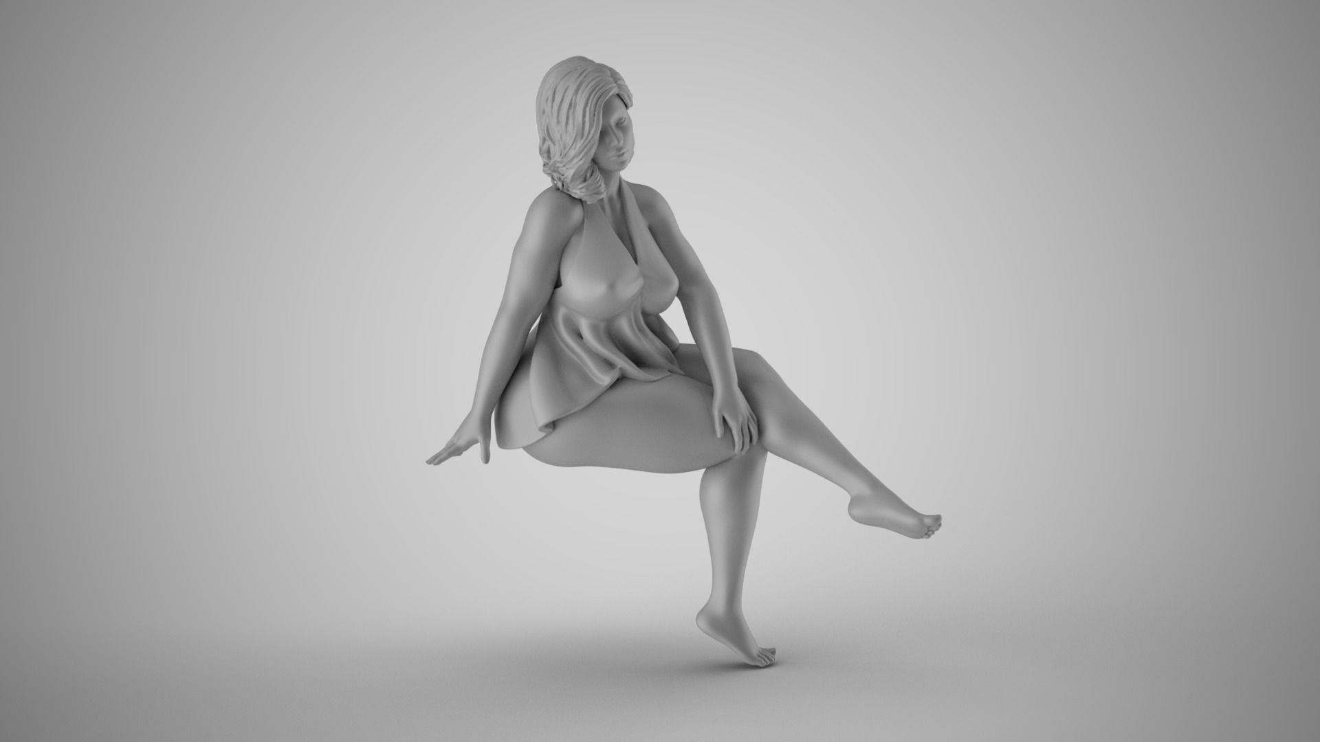 Charming Girl Sitting 3D print model_2