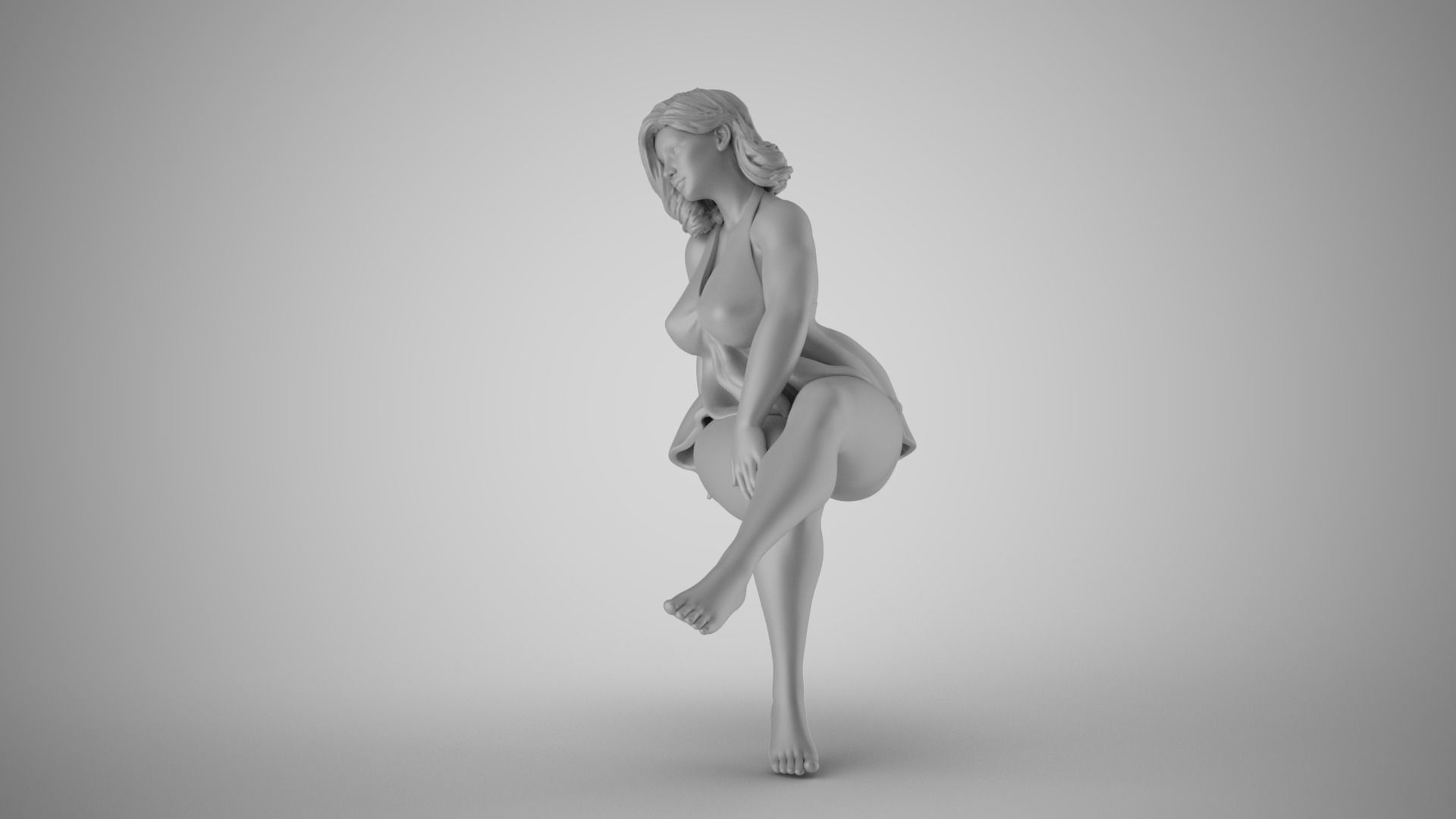 Charming Girl Sitting 3D print model_3