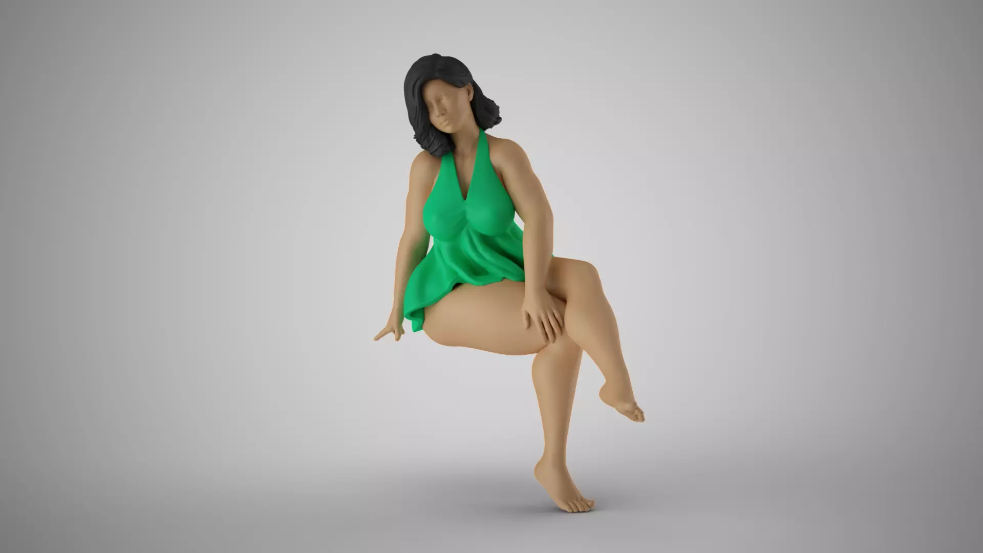 Charming Girl Sitting 3D print model_0