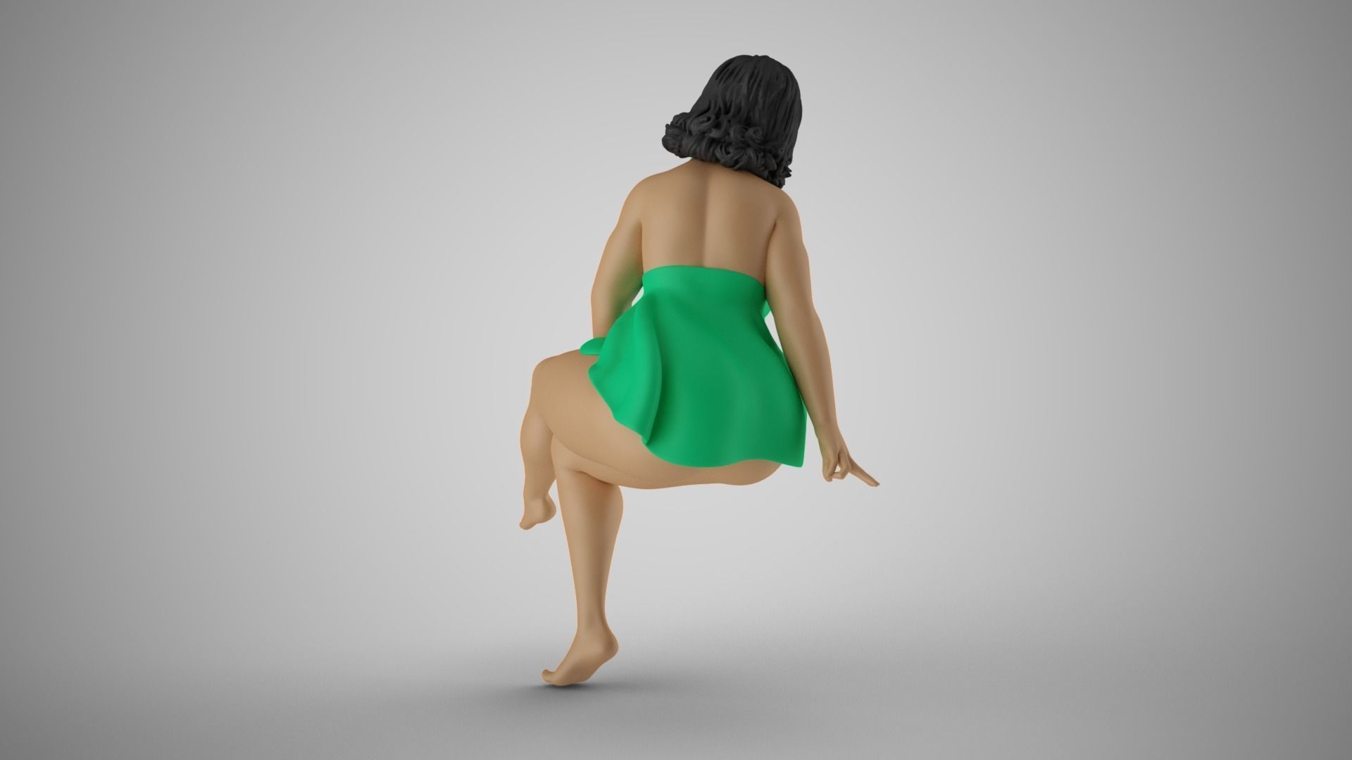 Charming Girl Sitting 3D print model_4