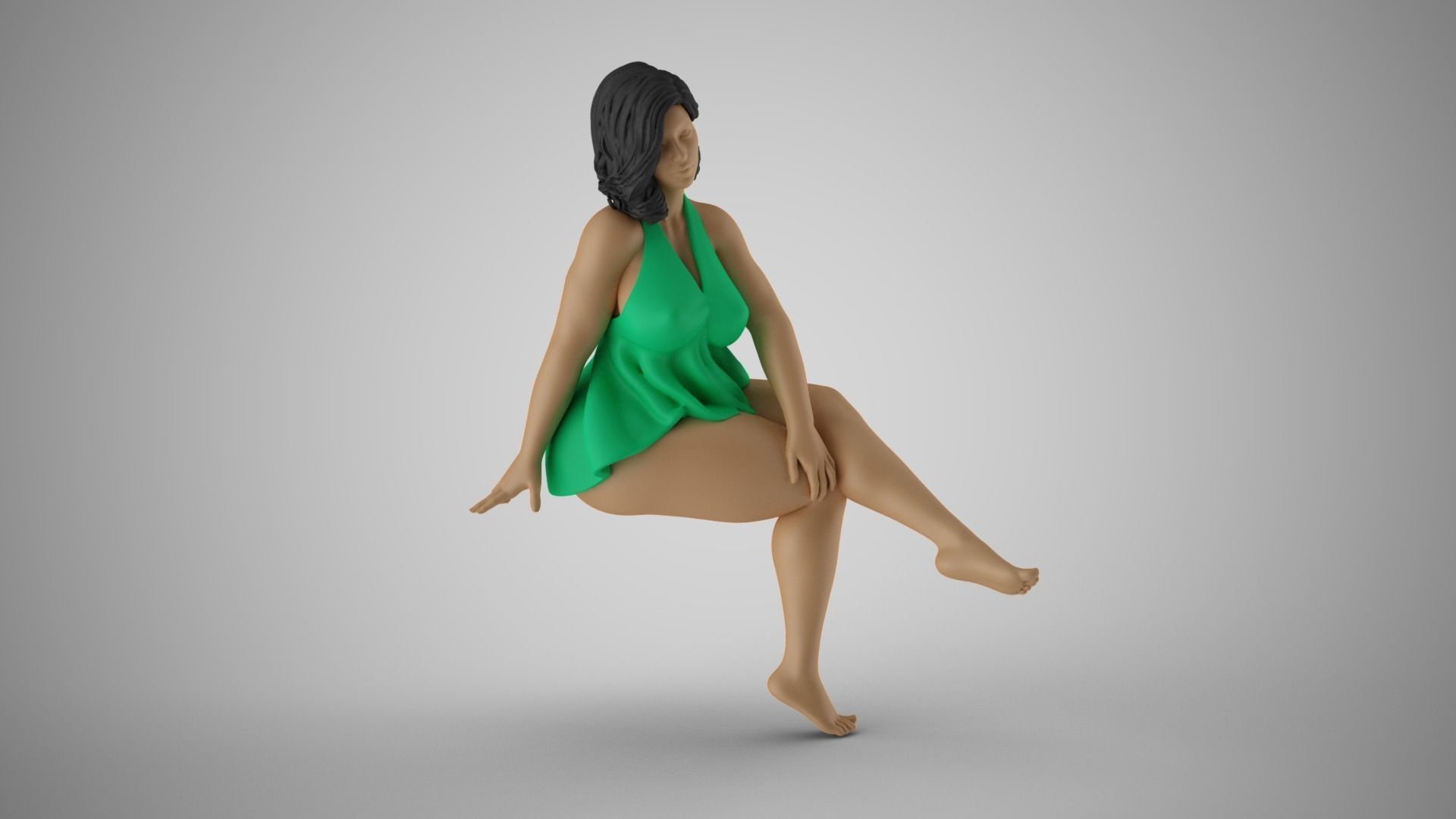 Charming Girl Sitting 3D print model_6