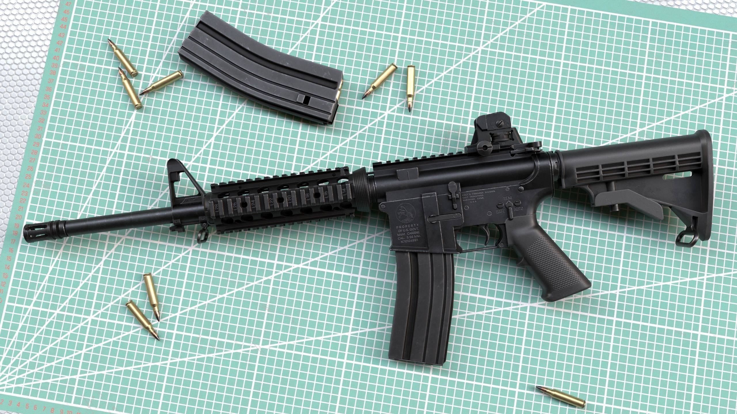 Modular Assault rifle Colt standart M4A1 Low-poly 3D model_5