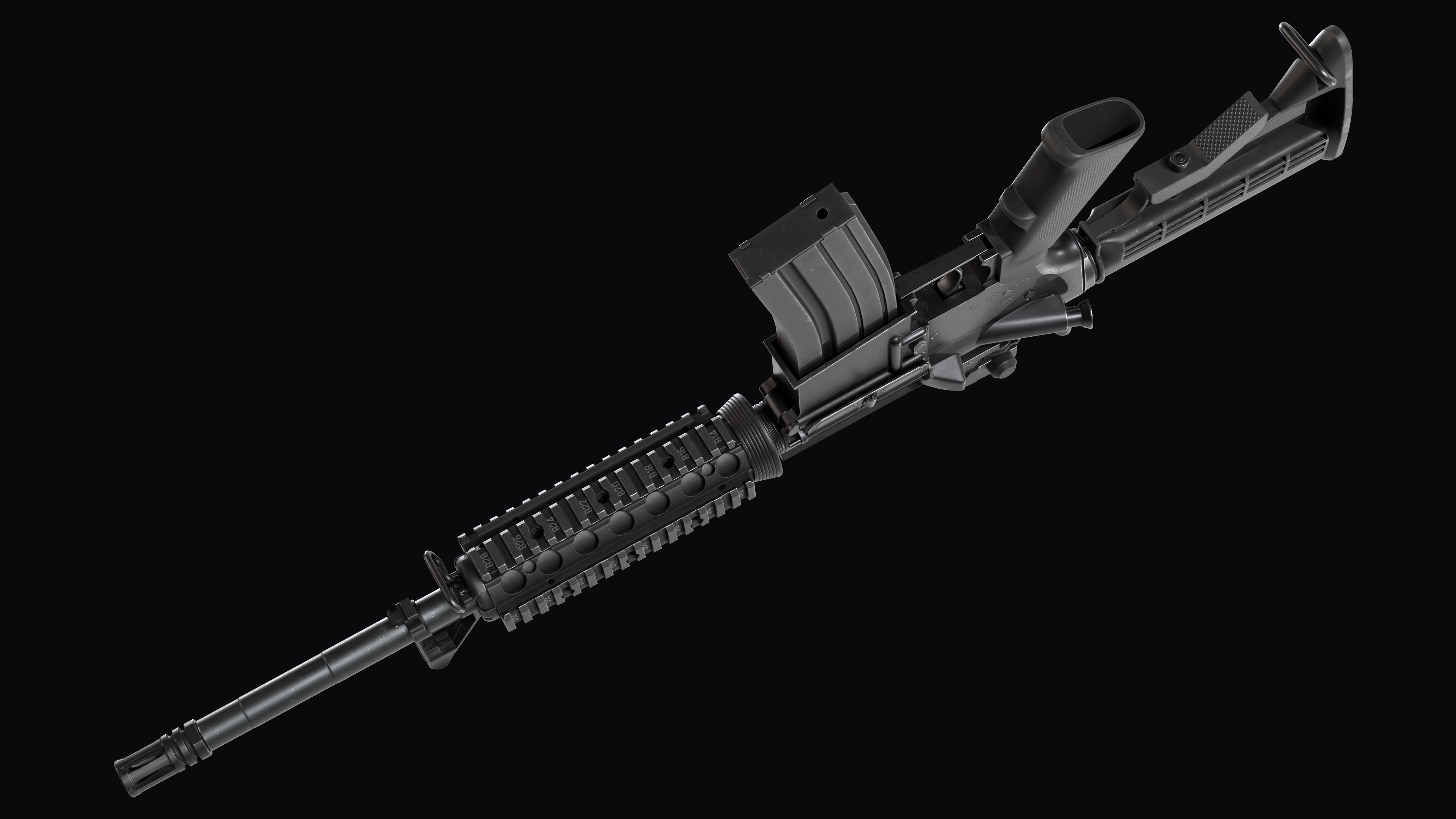 Modular Assault rifle Colt standart M4A1 Low-poly 3D model_12