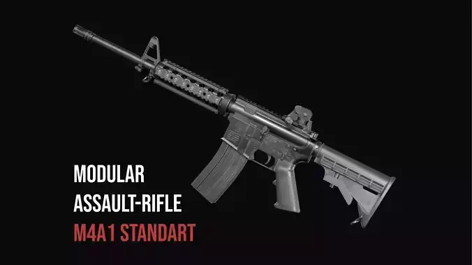 Modular Assault rifle Colt standart M4A1 Low-poly 3D model