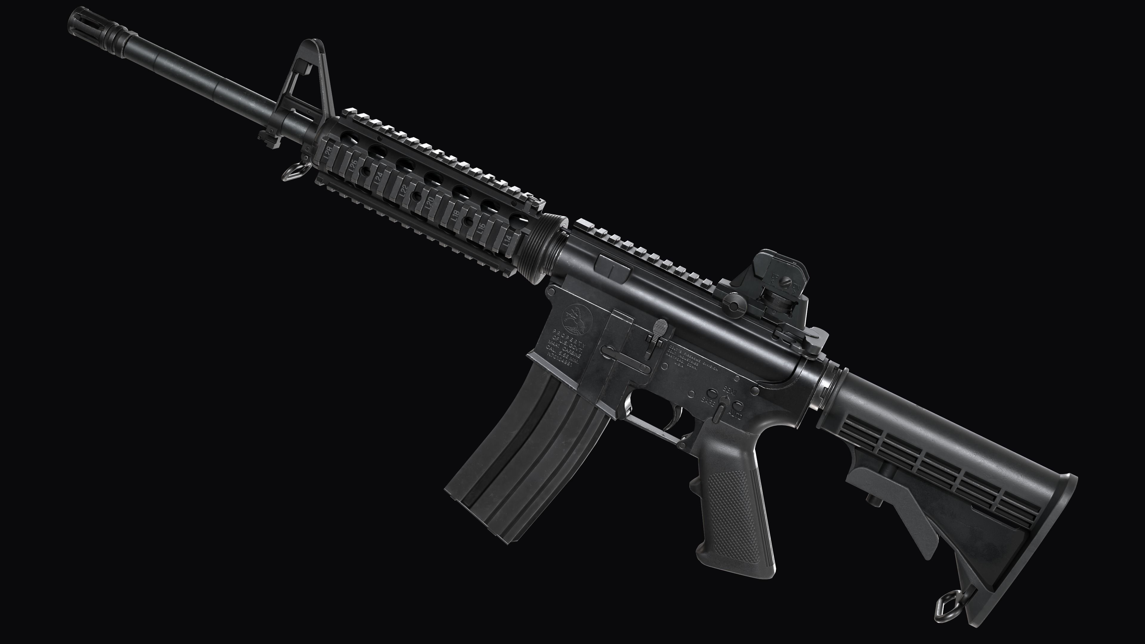 Modular Assault rifle Colt standart M4A1 Low-poly 3D model_15