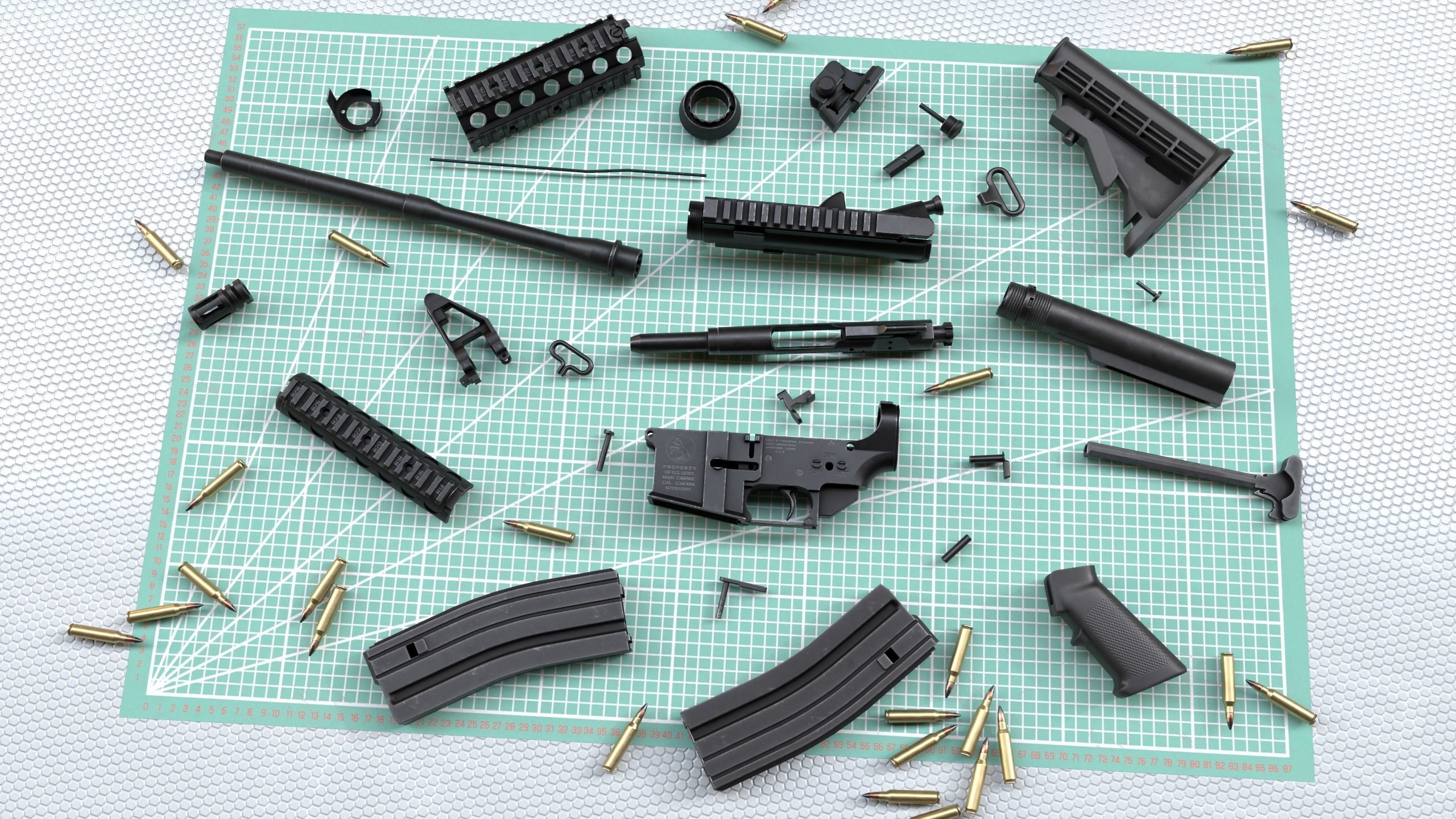 Modular Assault rifle Colt standart M4A1 Low-poly 3D model_6