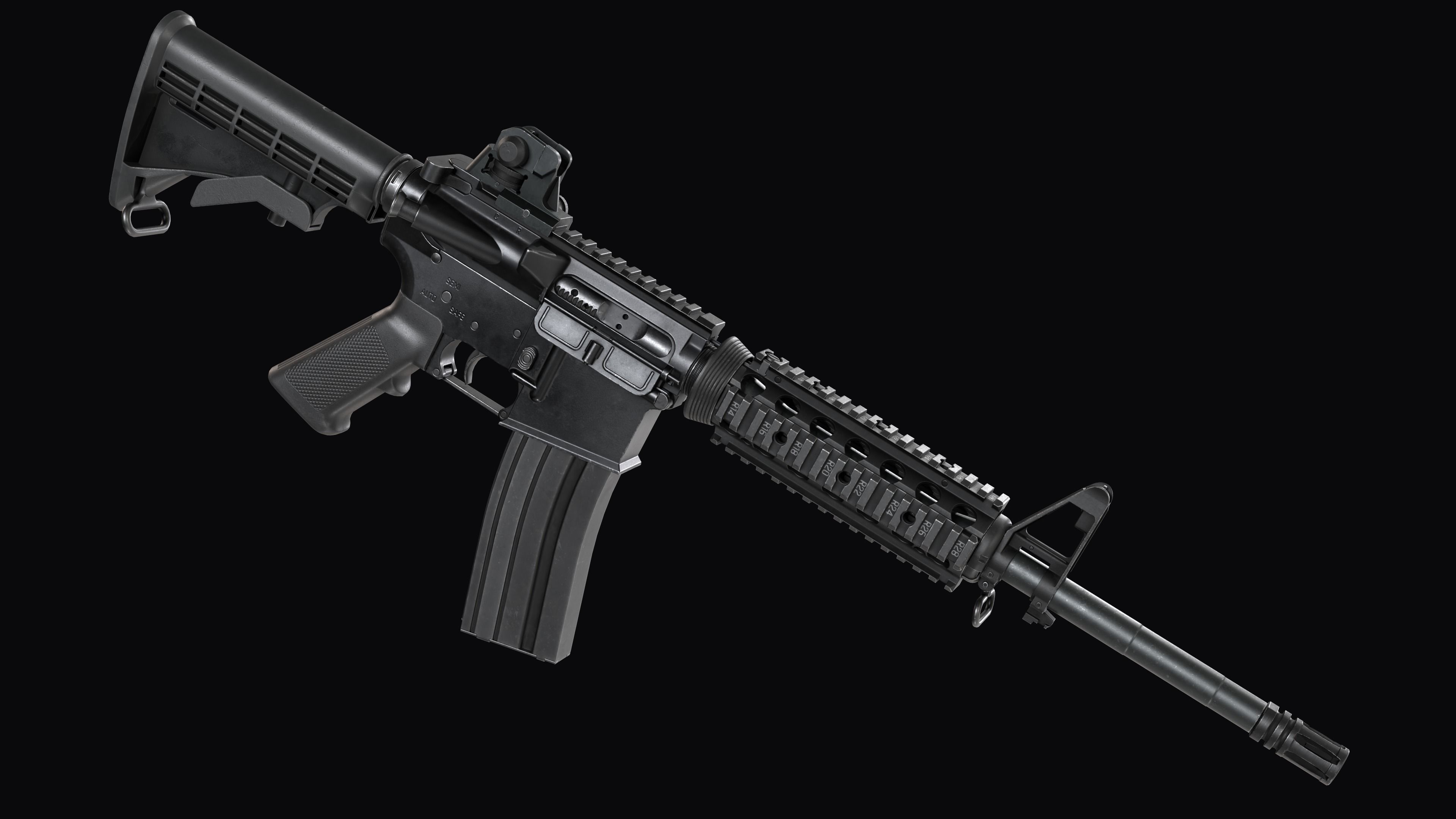 Modular Assault rifle Colt standart M4A1 Low-poly 3D model_14