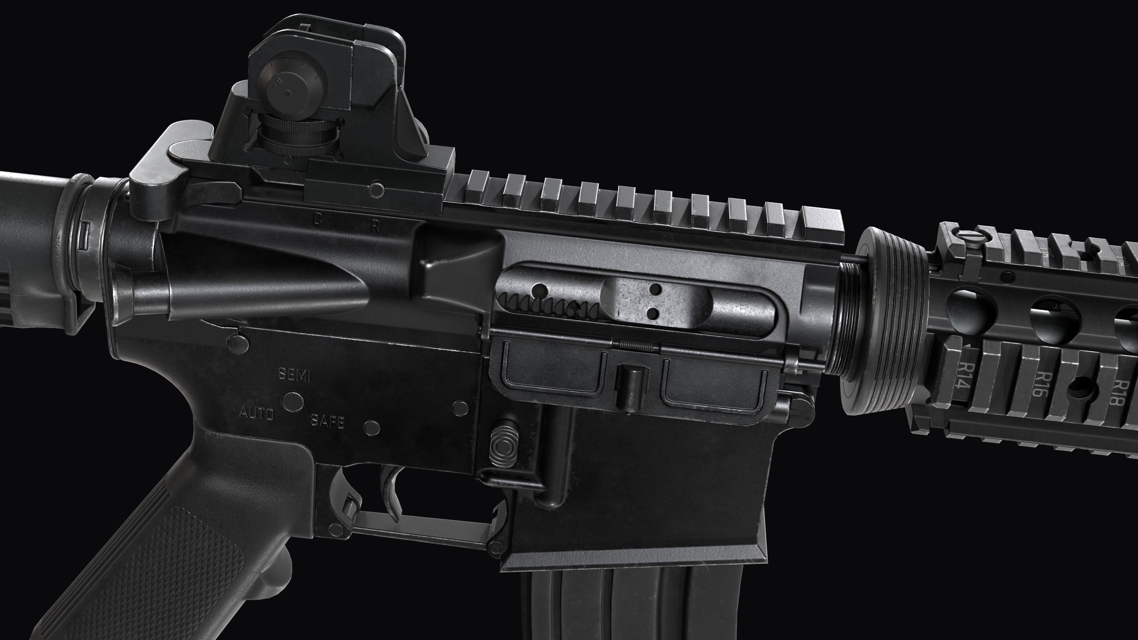 Modular Assault rifle Colt standart M4A1 Low-poly 3D model_17