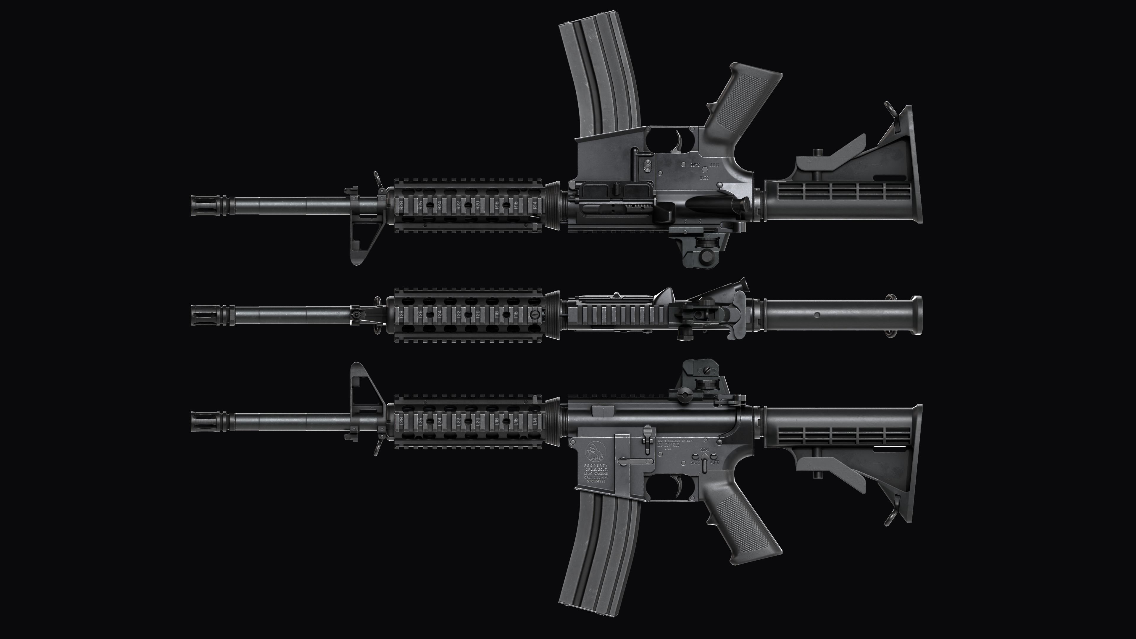 Modular Assault rifle Colt standart M4A1 Low-poly 3D model_29