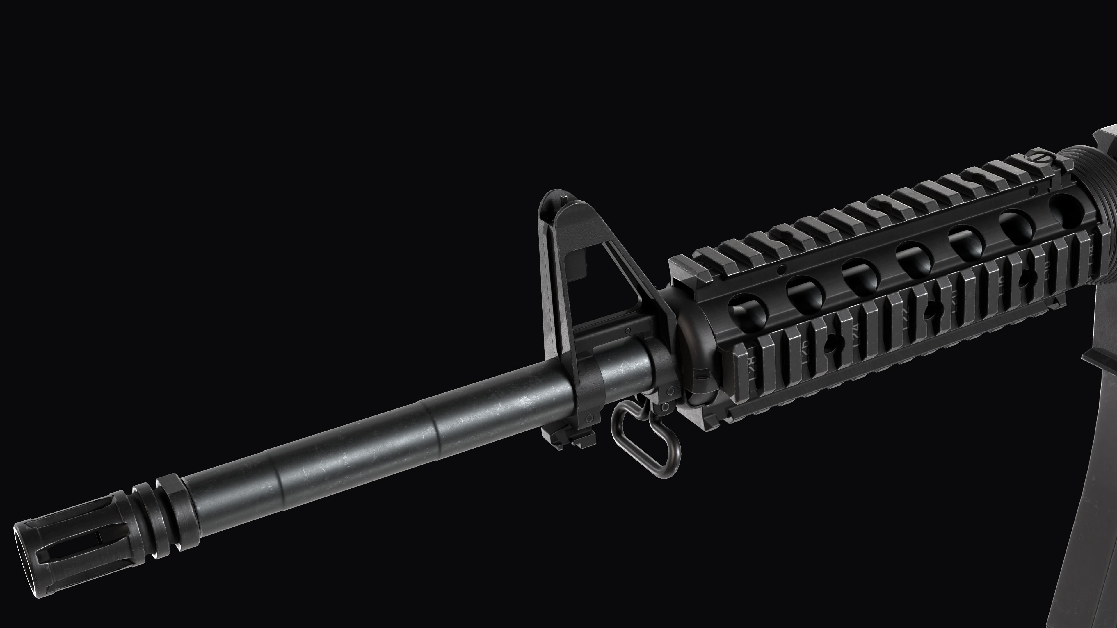 Modular Assault rifle Colt standart M4A1 Low-poly 3D model_21