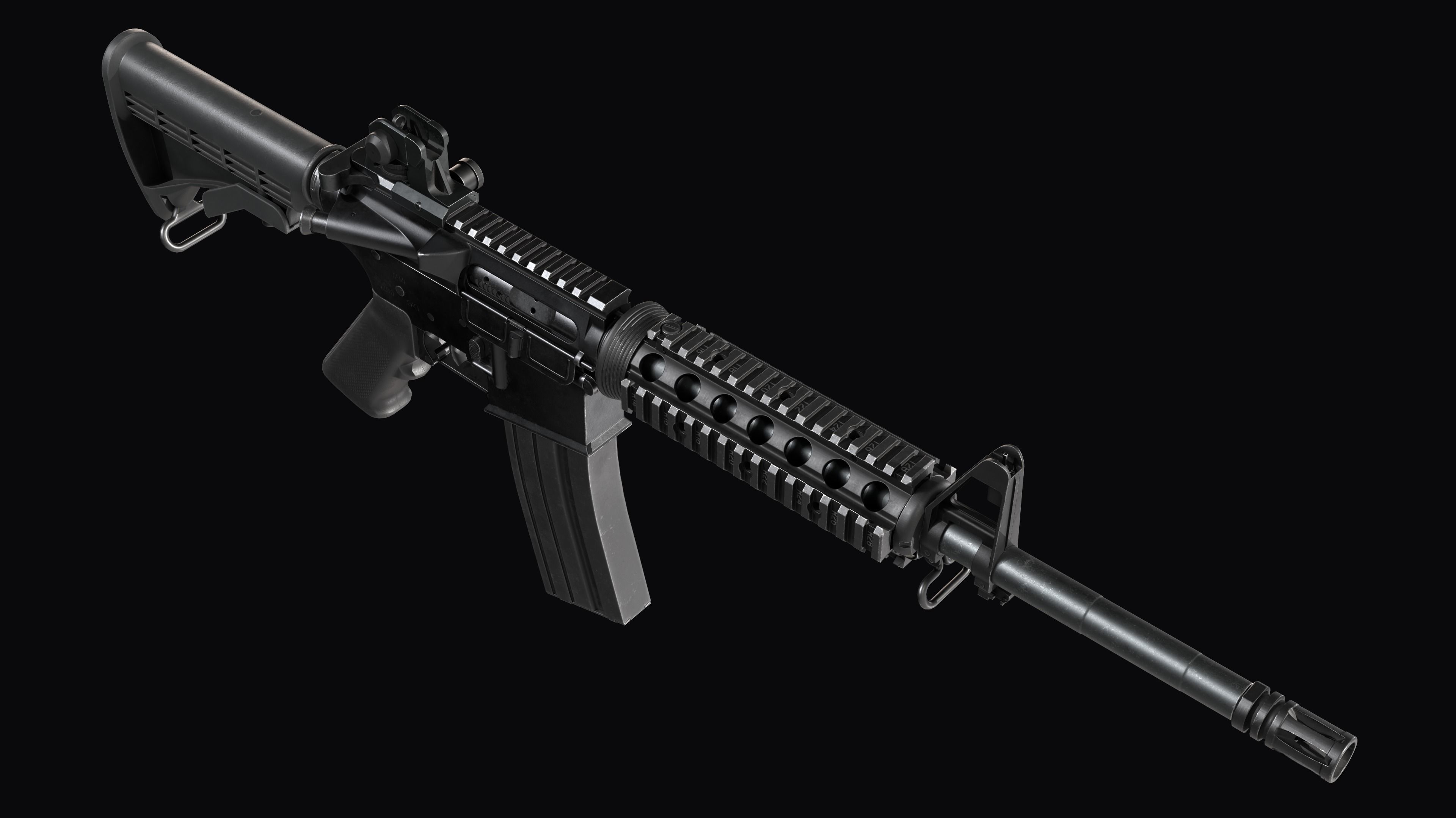 Modular Assault rifle Colt standart M4A1 Low-poly 3D model_11