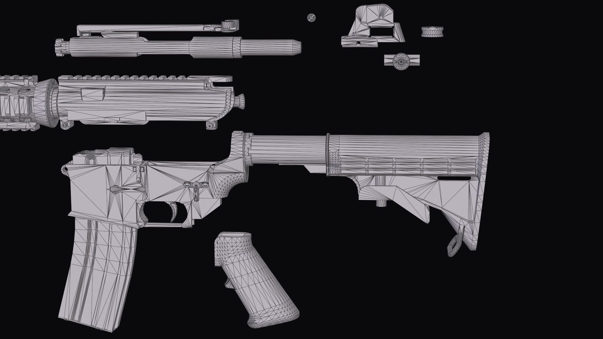 Modular Assault rifle Colt standart M4A1 Low-poly 3D model_38
