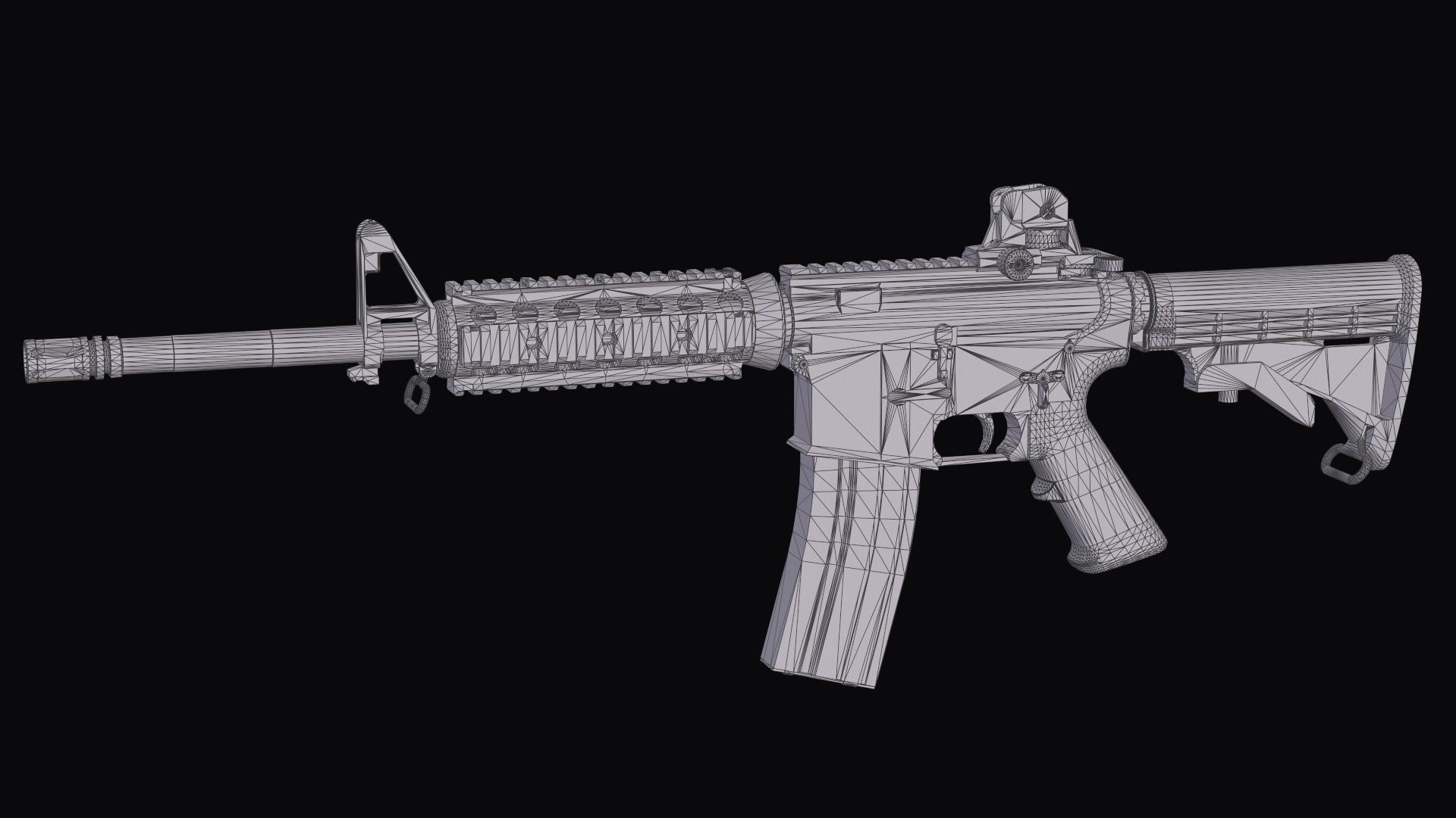 Modular Assault rifle Colt standart M4A1 Low-poly 3D model_35