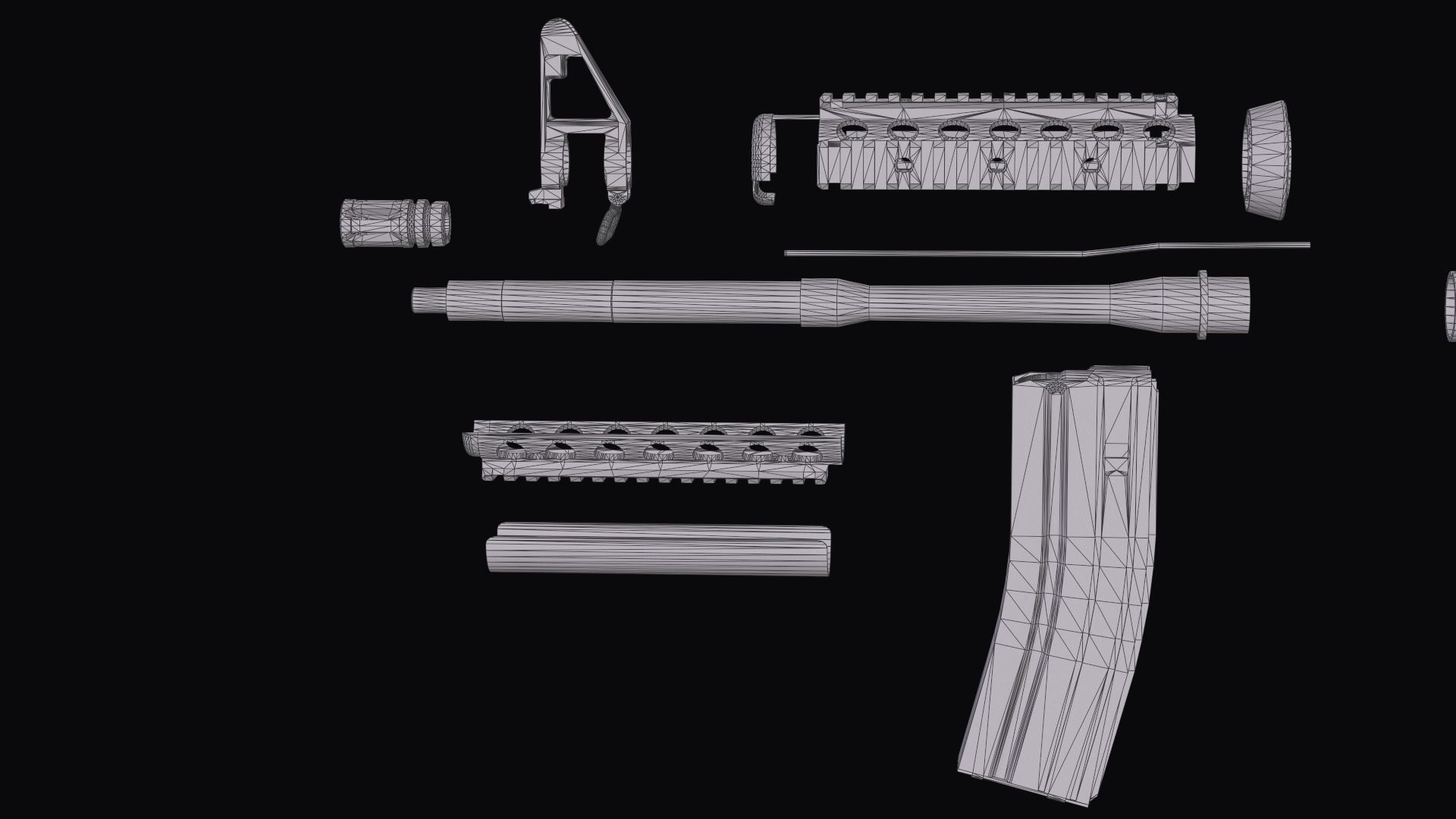 Modular Assault rifle Colt standart M4A1 Low-poly 3D model_37