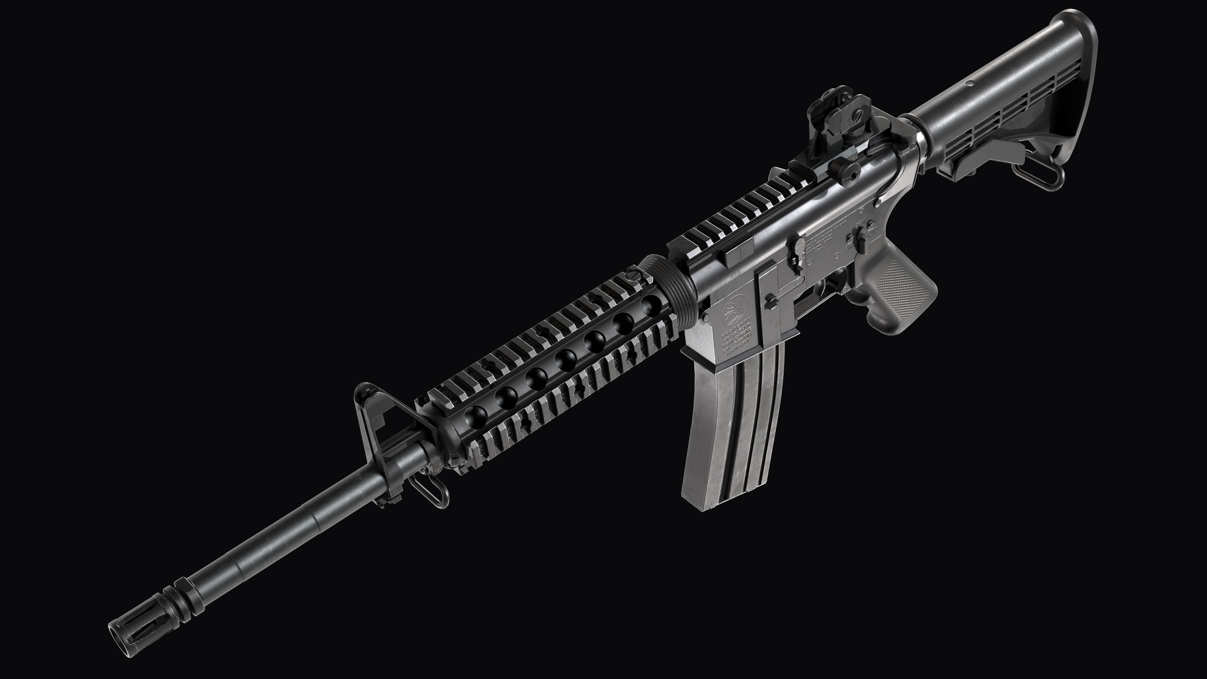 Modular Assault rifle Colt standart M4A1 Low-poly 3D model_13