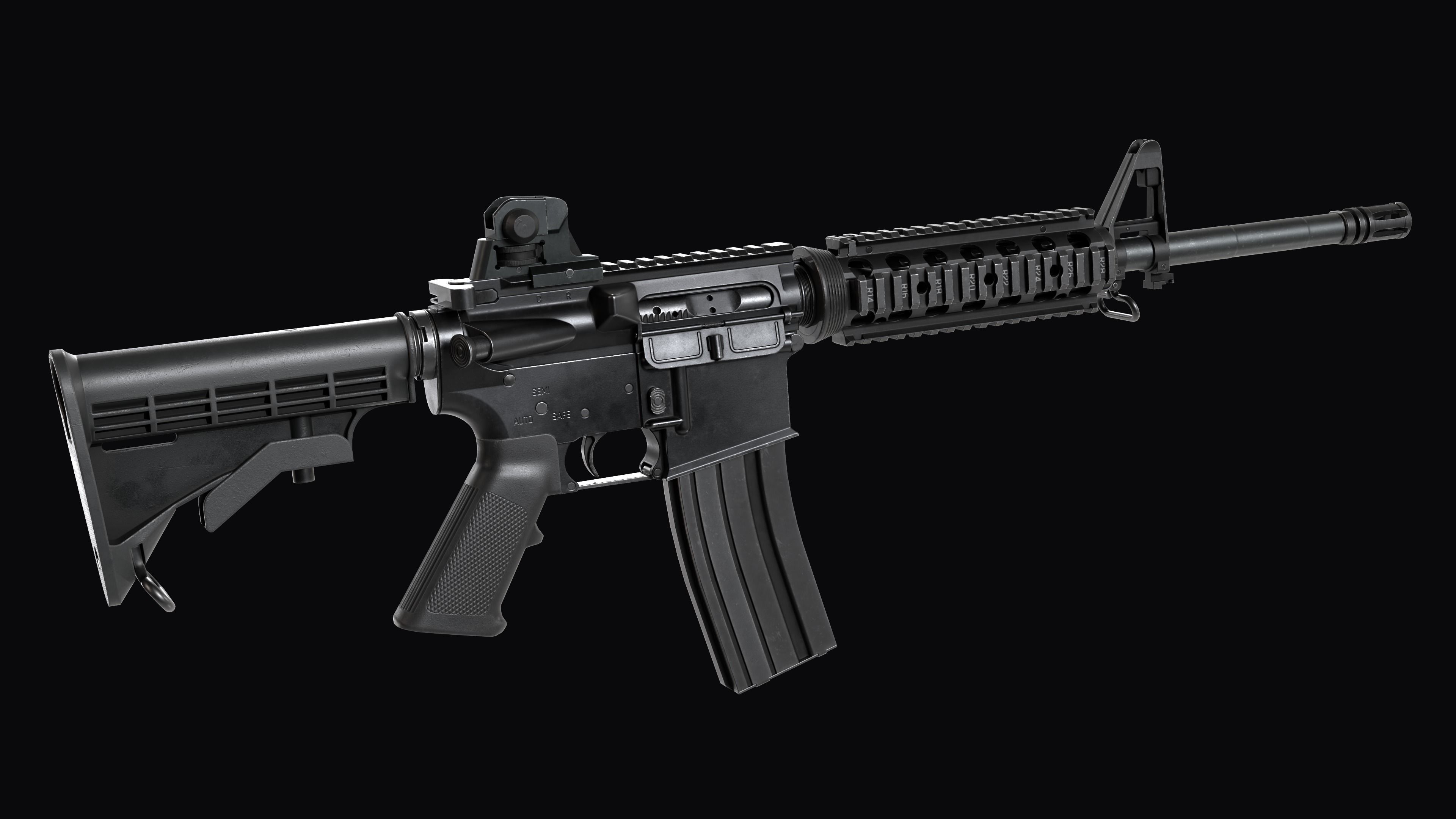 Modular Assault rifle Colt standart M4A1 Low-poly 3D model_9