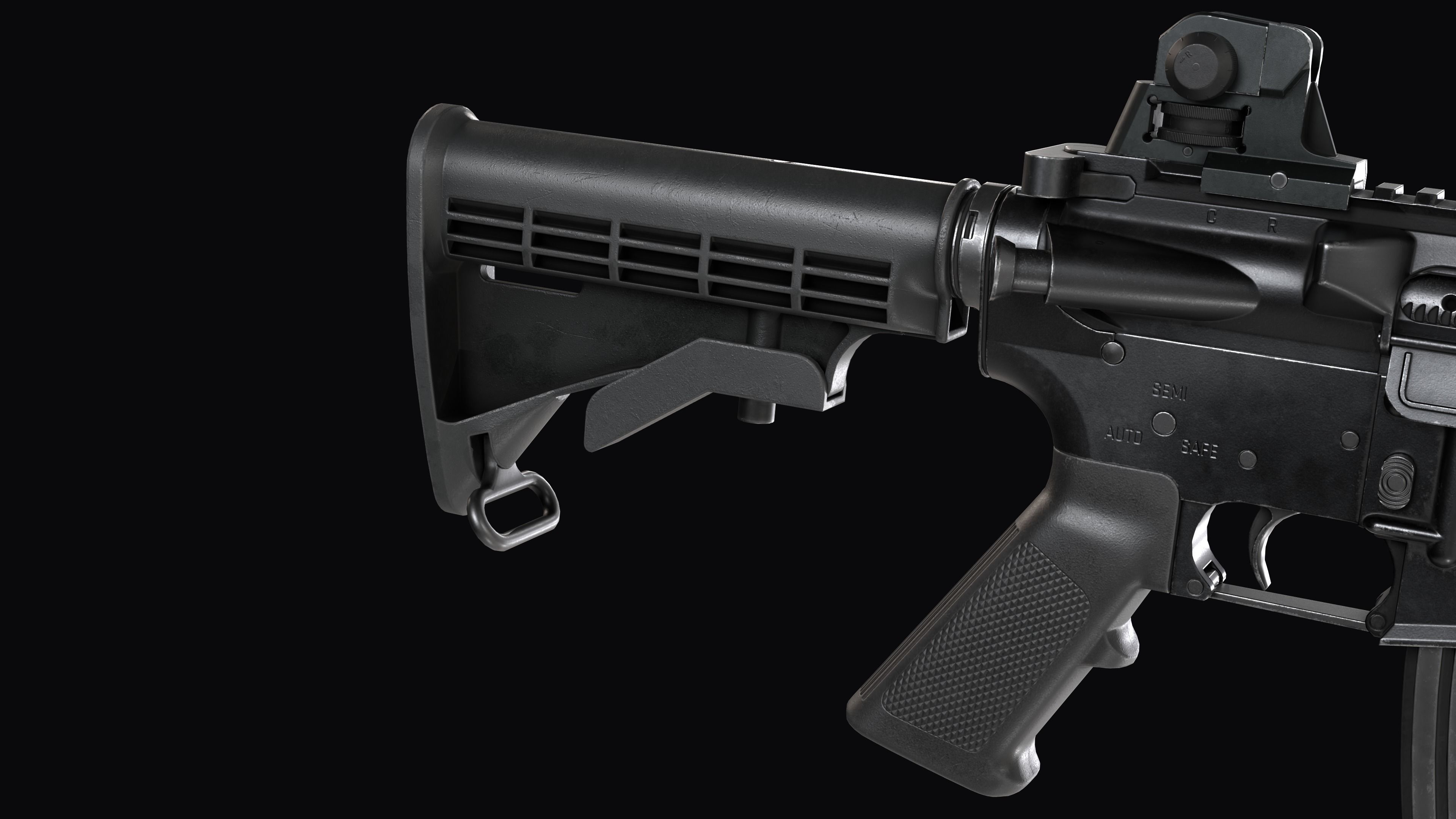 Modular Assault rifle Colt standart M4A1 Low-poly 3D model_19