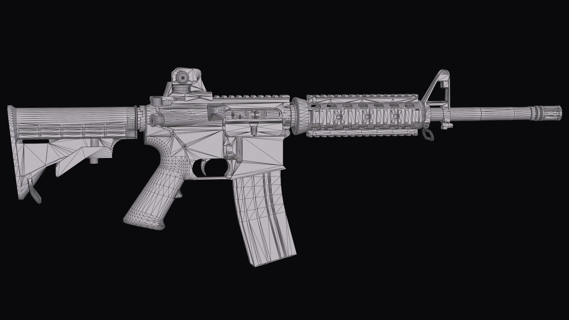 Modular Assault rifle Colt standart M4A1 Low-poly 3D model_36