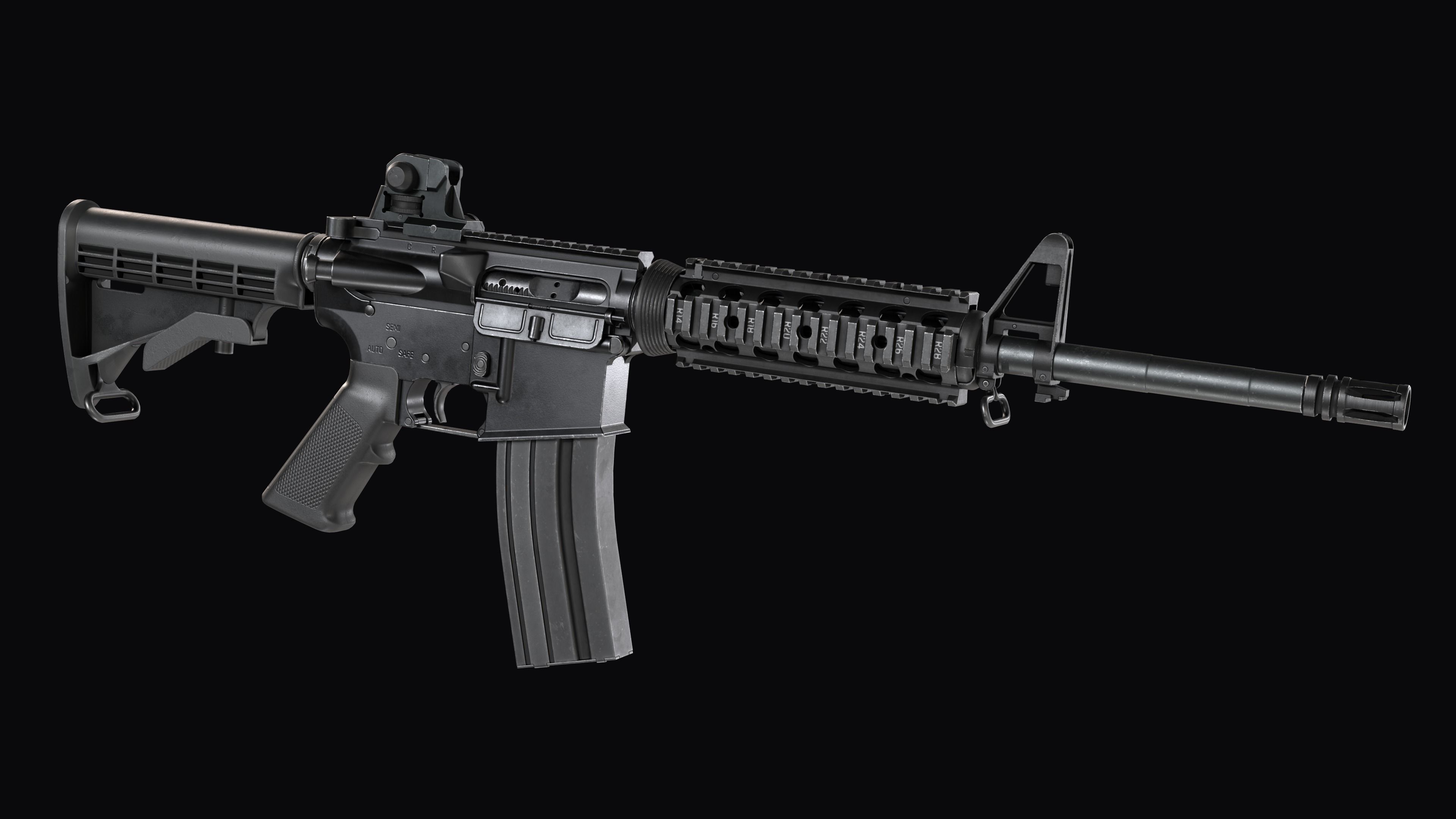 Modular Assault rifle Colt standart M4A1 Low-poly 3D model_10