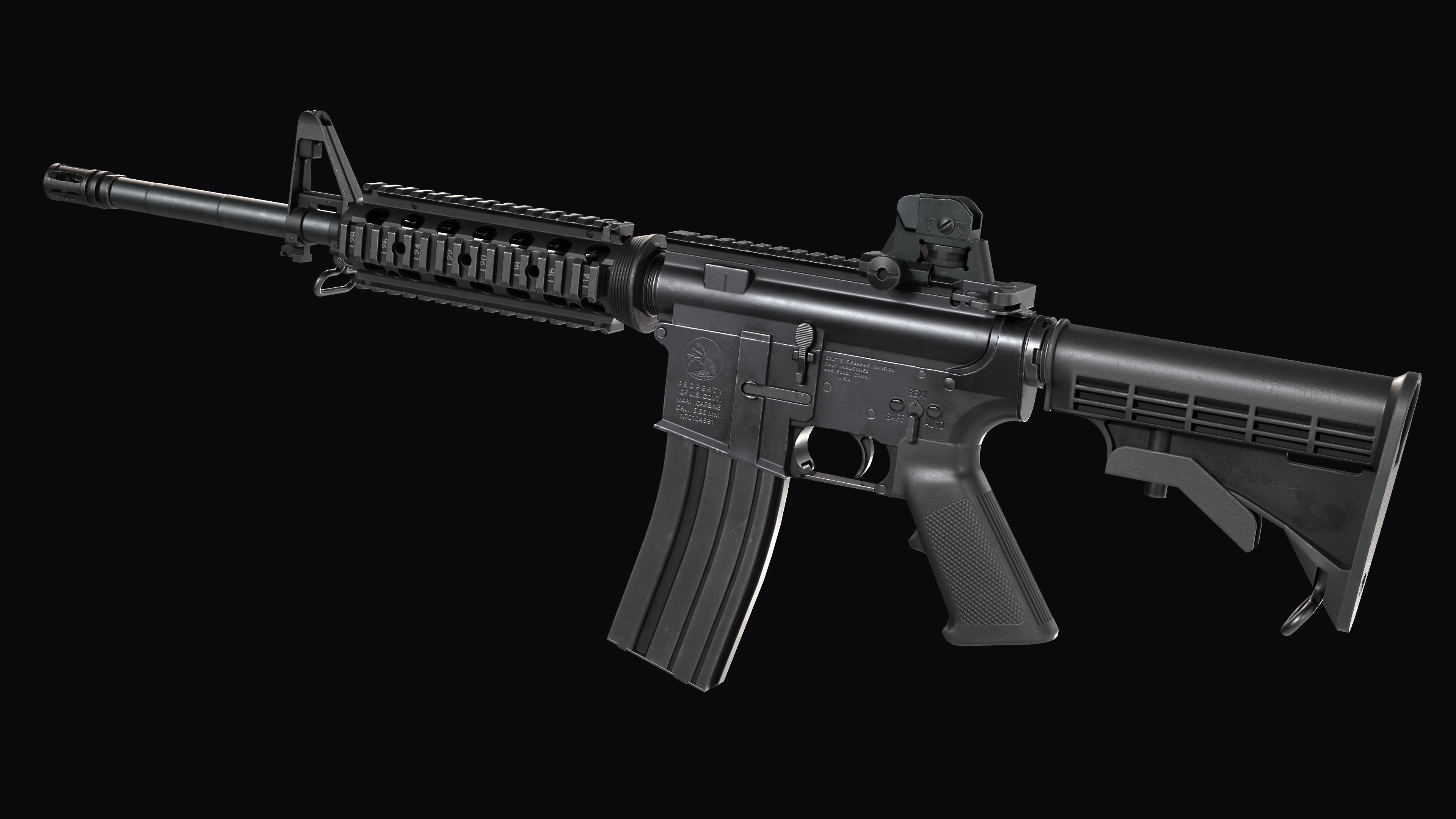 Modular Assault rifle Colt standart M4A1 Low-poly 3D model_8