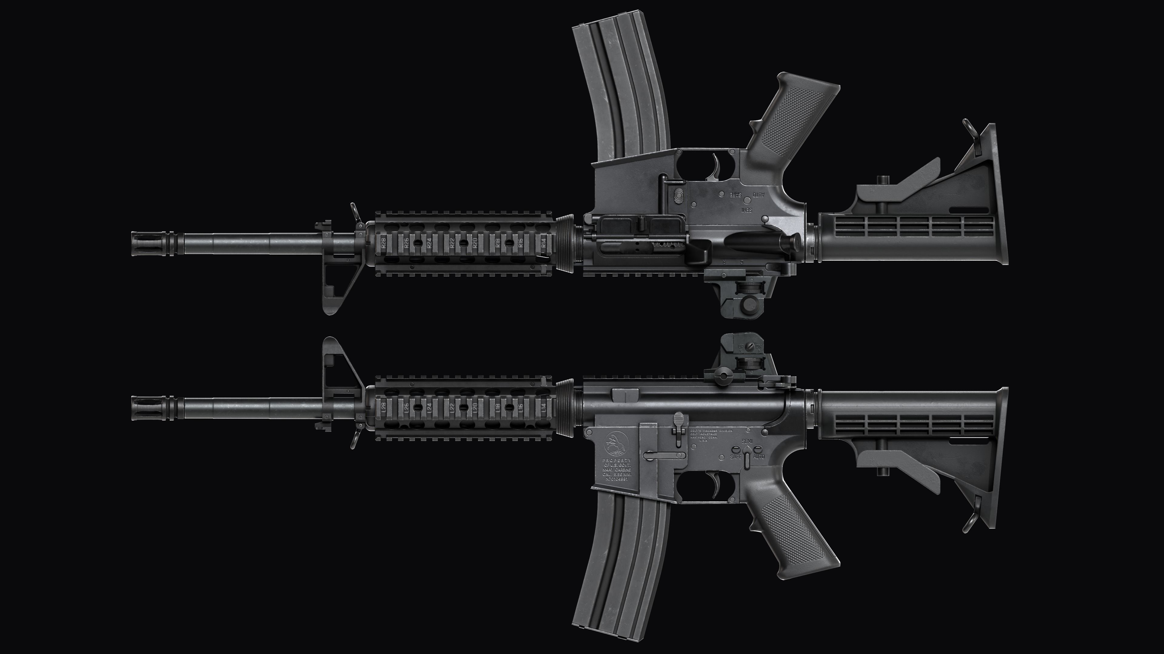 Modular Assault rifle Colt standart M4A1 Low-poly 3D model_30