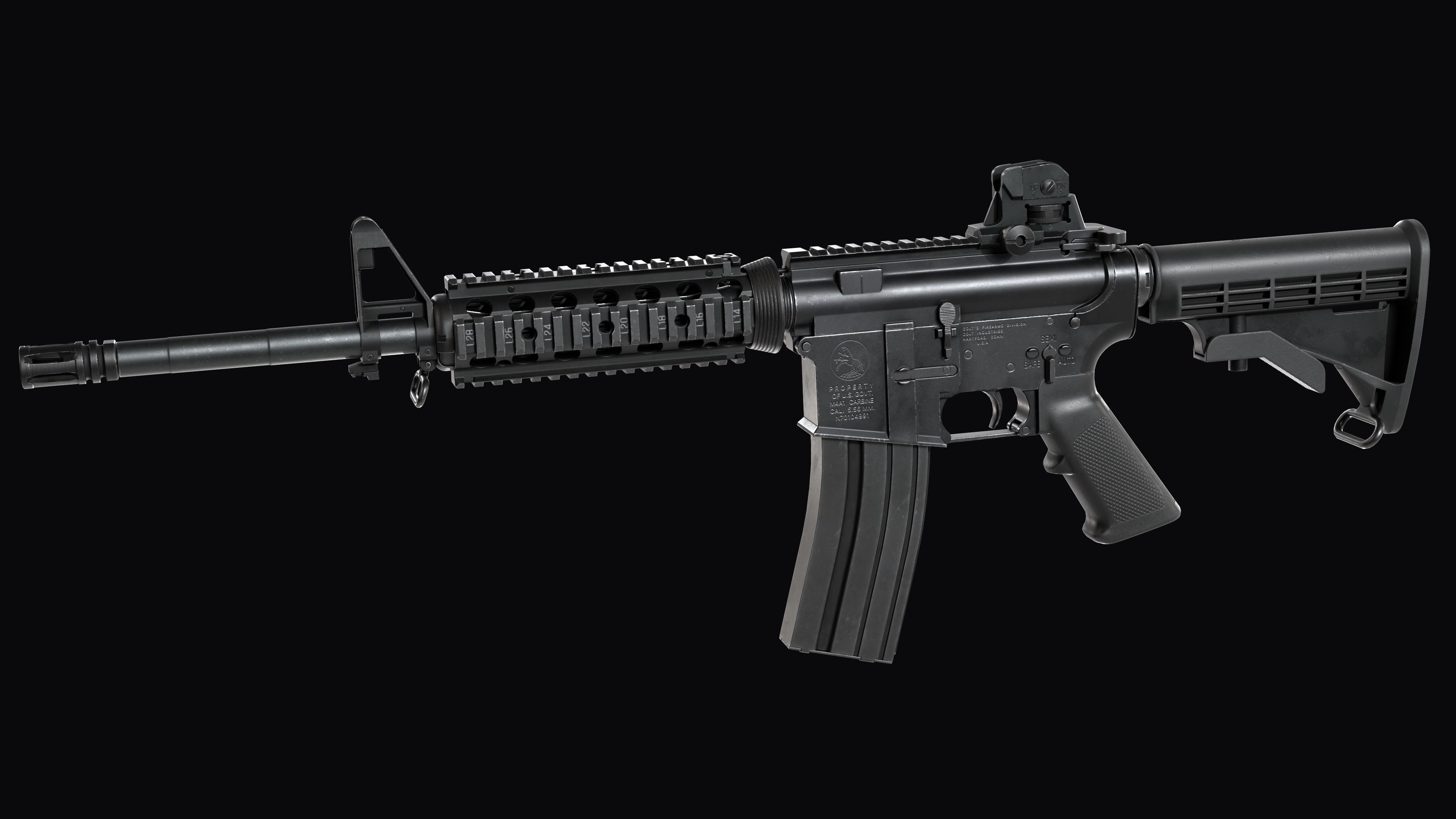 Modular Assault rifle Colt standart M4A1 Low-poly 3D model_7