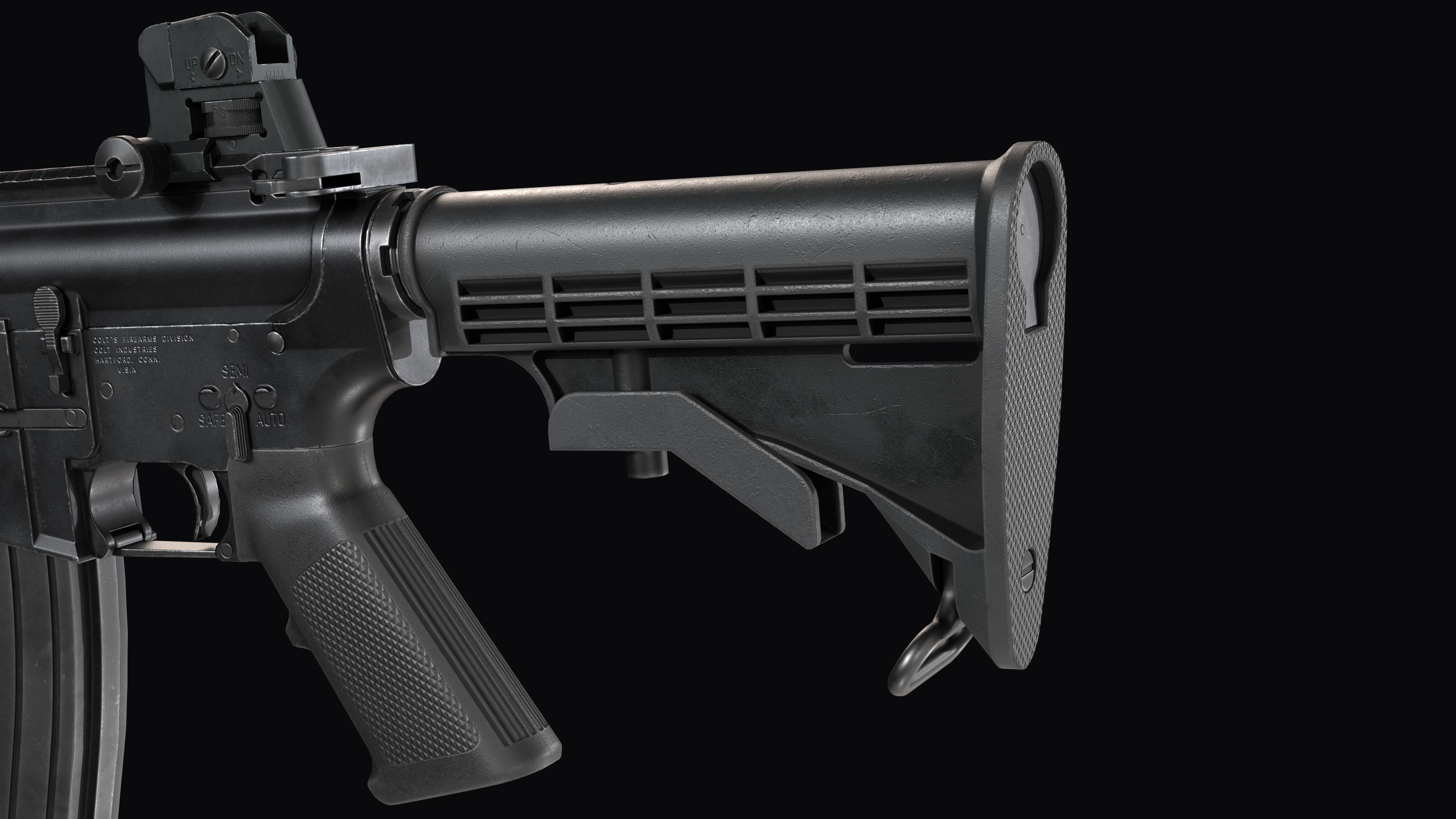 Modular Assault rifle Colt standart M4A1 Low-poly 3D model_18